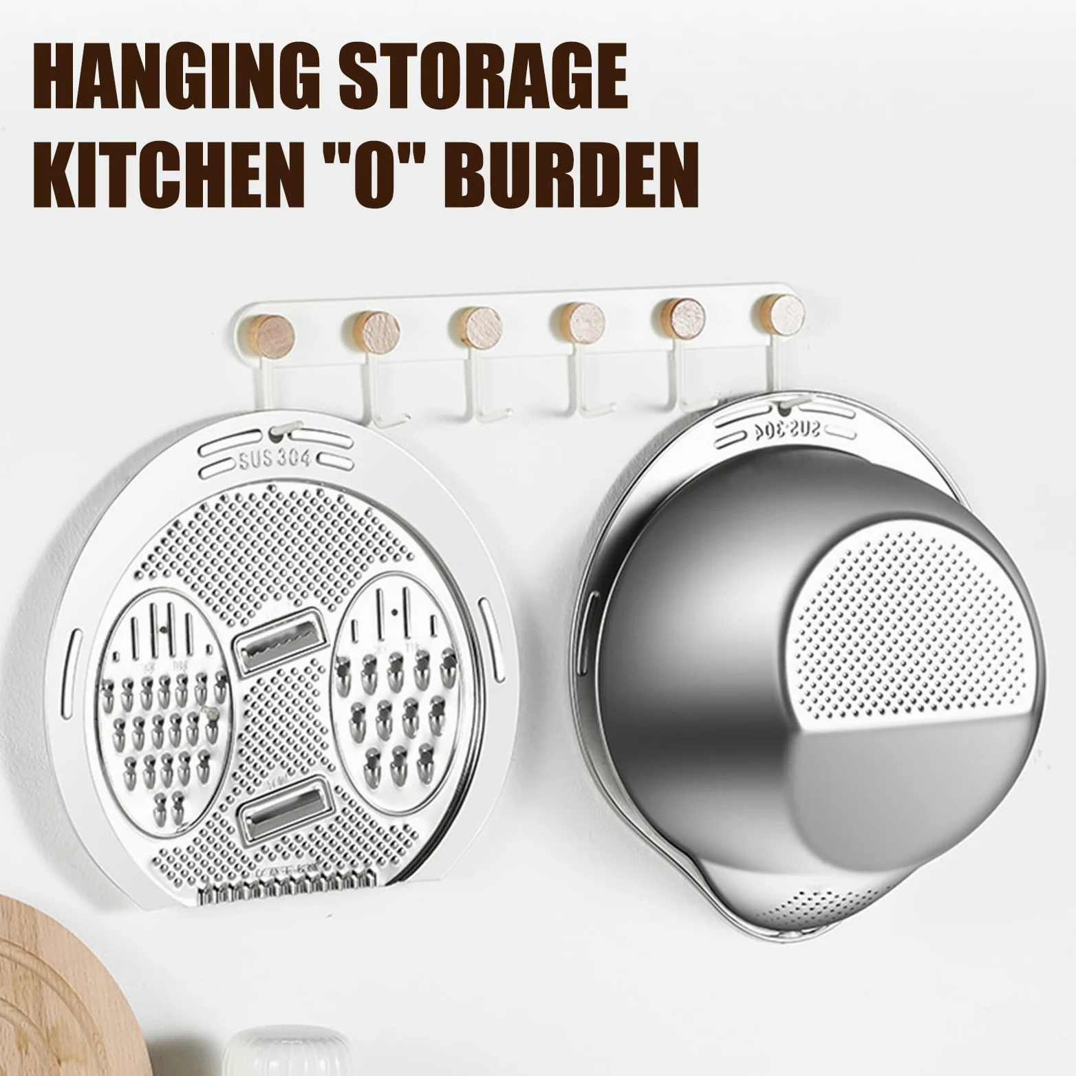 Modern Homes Kitchen Tool - Lavadora de arroz, colador de acero con rallador para drenar agua, cortar y rebanar, triturar arroz