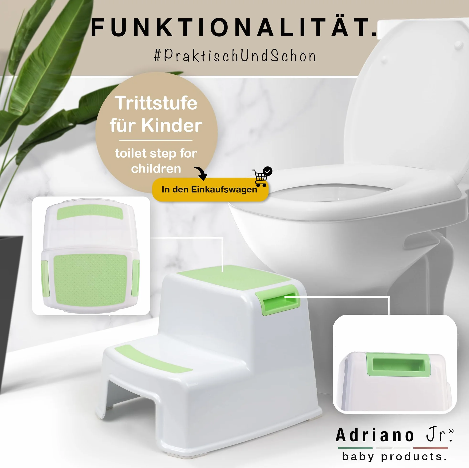 Ap® Taburete de plástico Escalón Verde 26 cm Antideslizante 80 kg Adultos Niños