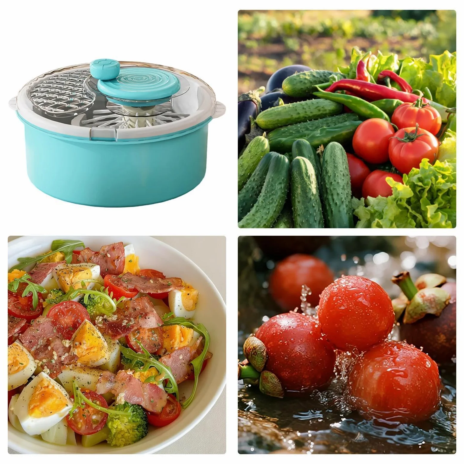 Centrifugador De Ensalada, Secadora Manivela A Mano De Gran Capacidad, - Y Ge | Centrifugadora de ensalada de secado rápido con manivela de gran capacidad, 30 x 30 x 20 cm, lavadora, para acampar