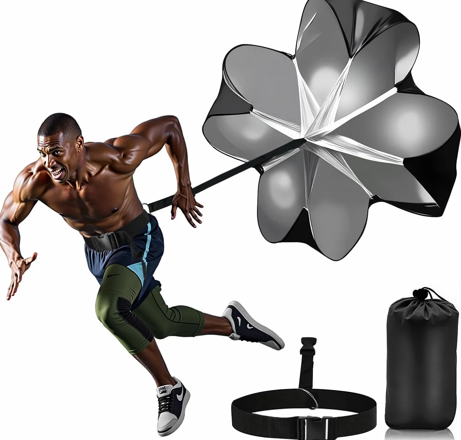 Paracaídas Sprint 56 Pulgadas Fútbol Accesorios Entrenamiento Velocidad Correr Rugby