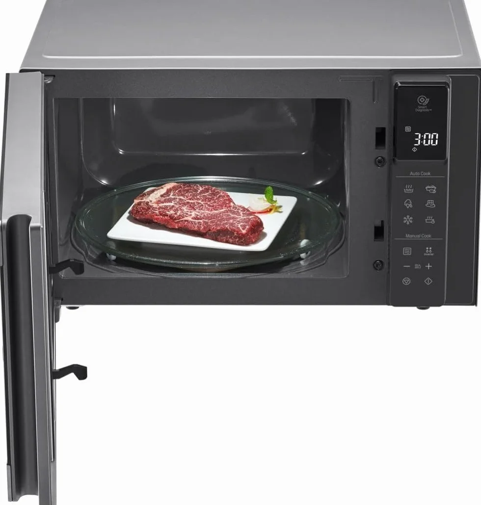 LG Microondas MS2595CIS con tecnología Smart Inverter 25 litros de capacidad, 1000 W, programas automáticos, niveles de potencia ajustables y función EasyClean, color plateado