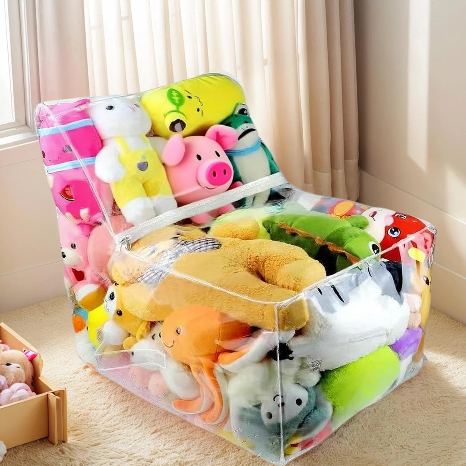 Funda para Puff | Silla Bolsa Transparente De Peluche Para Adultos,Funda Impermeable de Peluche para Sofá Cama Dormitorio Decoración Relax Lectura Juegos
