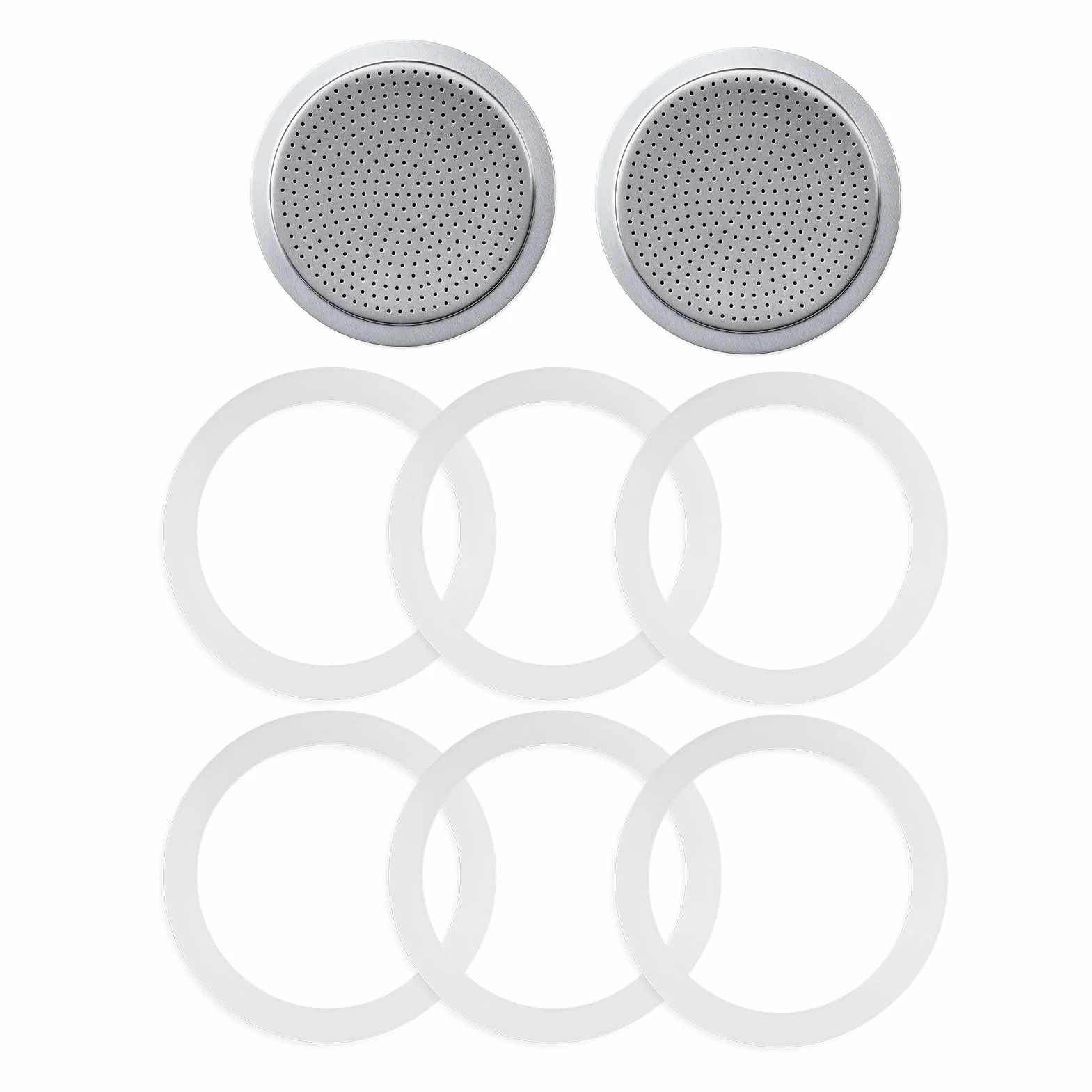 6 juntas de sellado para cafetera espresso, 6 tazas, junta de repuesto de silicona para cafetera espresso, con 2 piezas de filtro de aluminio, anillos de sellado para aluminio cafeteras