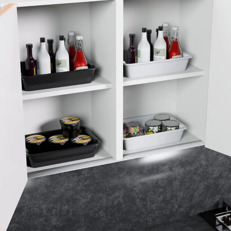 Cesta de Almacenaje Caja Cubeta de Plástico para Almacenamiento Ideal para Cocinas, Armarios, Oficinas, Organización de Cajones (Blanco, 2 litros)