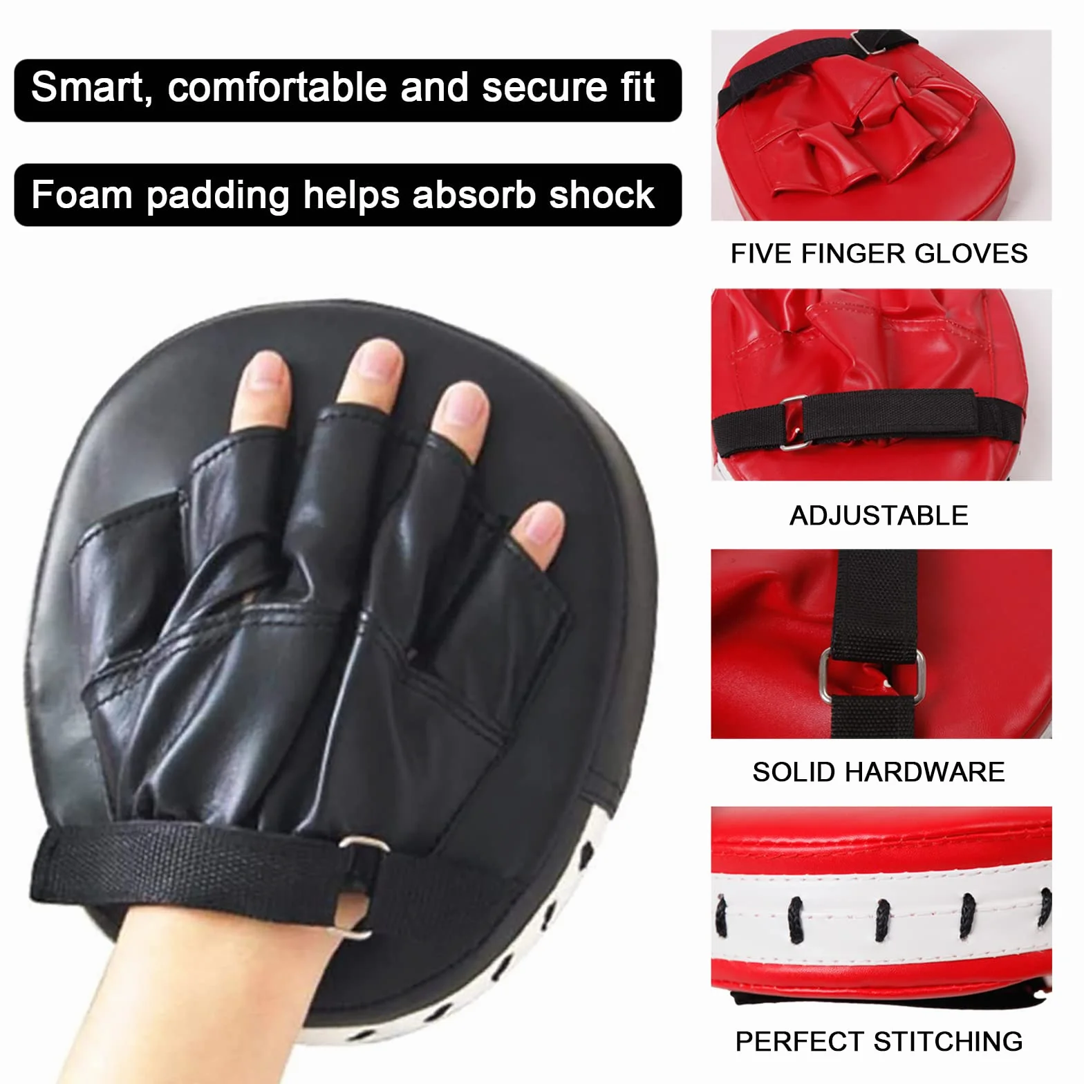 Paquete de 2 Leather Boxing Mitt Training Target Focus Punch Pad Glove Karate Muay Thai Kick MMA