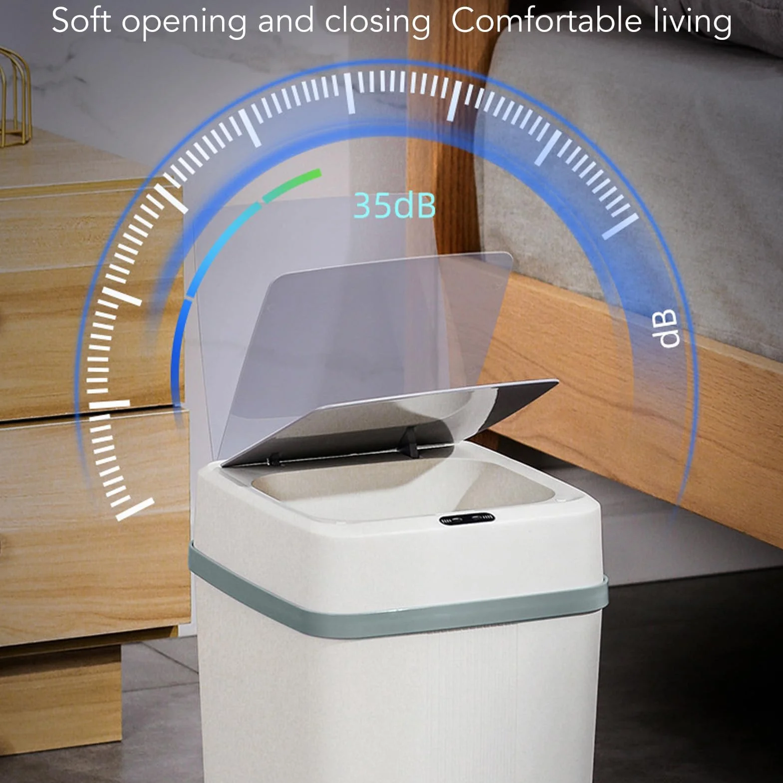 Duokon Bote de Basura con Sensor Inteligente, Carga USB, Tapa Automática, Resistente al Agua