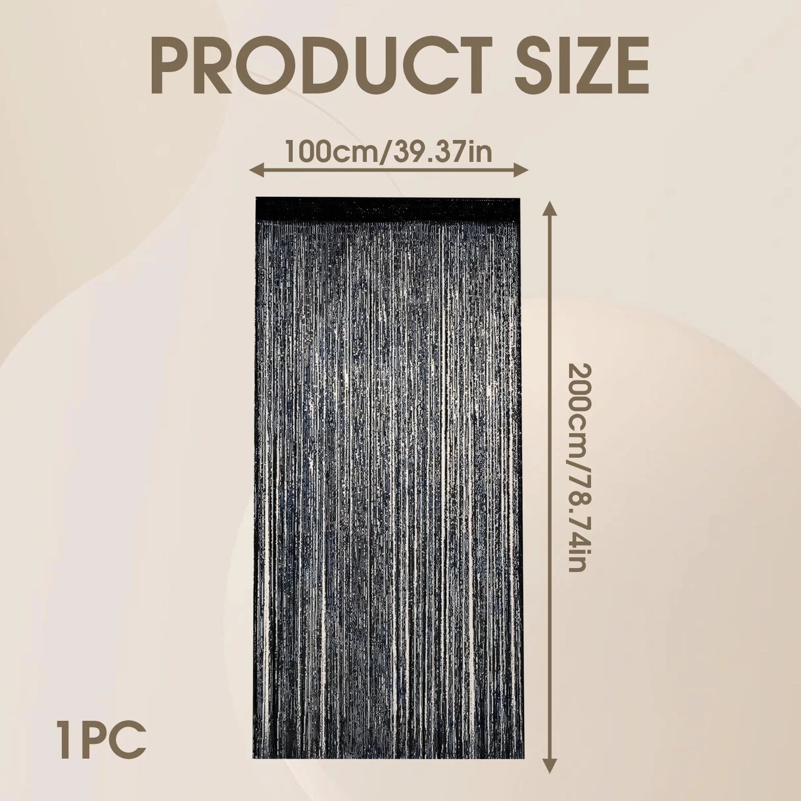 Cortina de hilos para puerta, 100 x 200 cm, cortina de cuentas, cortina de hilos, protección contra insectos, puerta de balcón, cortina de puerta, color negro, para decoración de escaparates, bodas