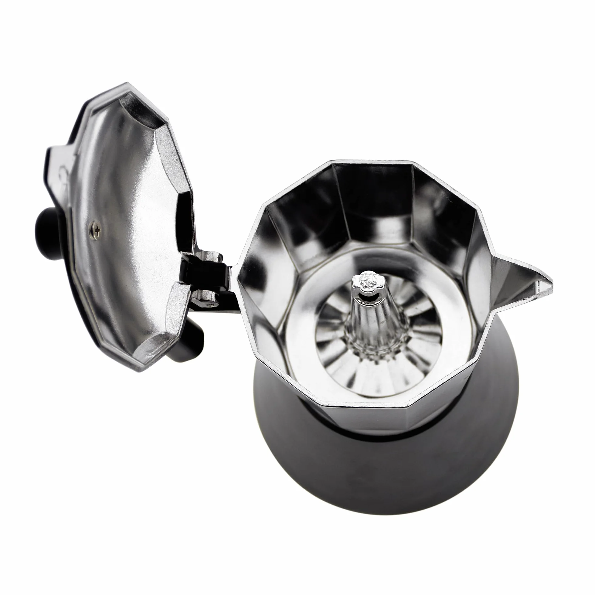Jata CFI6 - Cafetera Italiana Inducción, Capacidad 6 Tazas, Apta para Todo Tipo de Cocinas, Cuerpo Aluminio, Negro