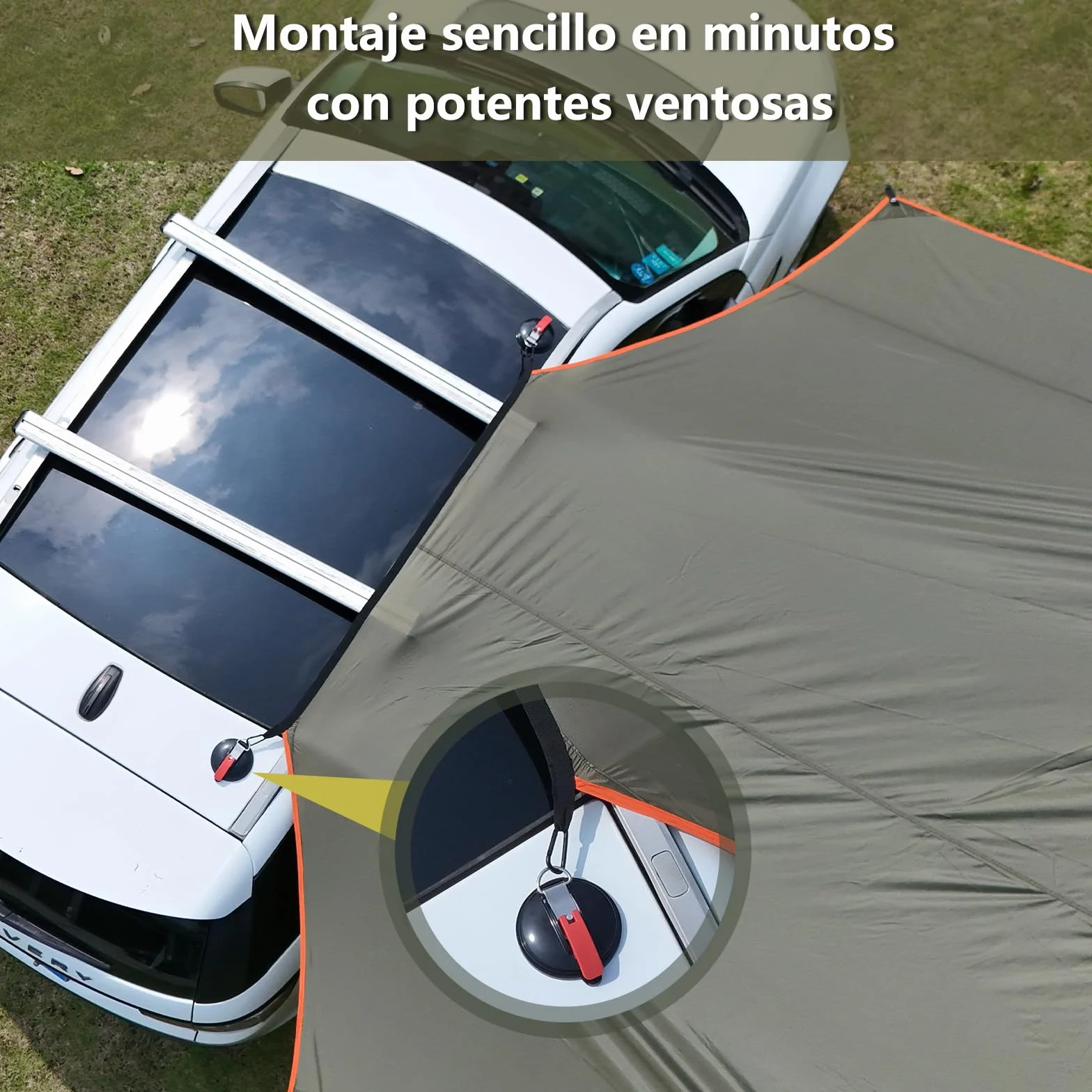 GEERTOP Toldo Lateral para Coche 3,5 x 5,8 m Impermeable 3000mm con 2 Mástiles Ajustables
