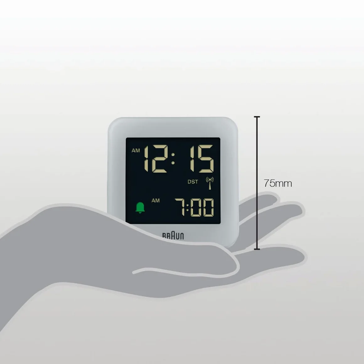 Braun Reloj Despertador Digital radiocontrol para el Huso horario de Europa Central (DCF) con botón de repetición, Pantalla LCD, Ajuste rápido, Alarma en Crescendo, Gris, Modelo BC09G-DCF