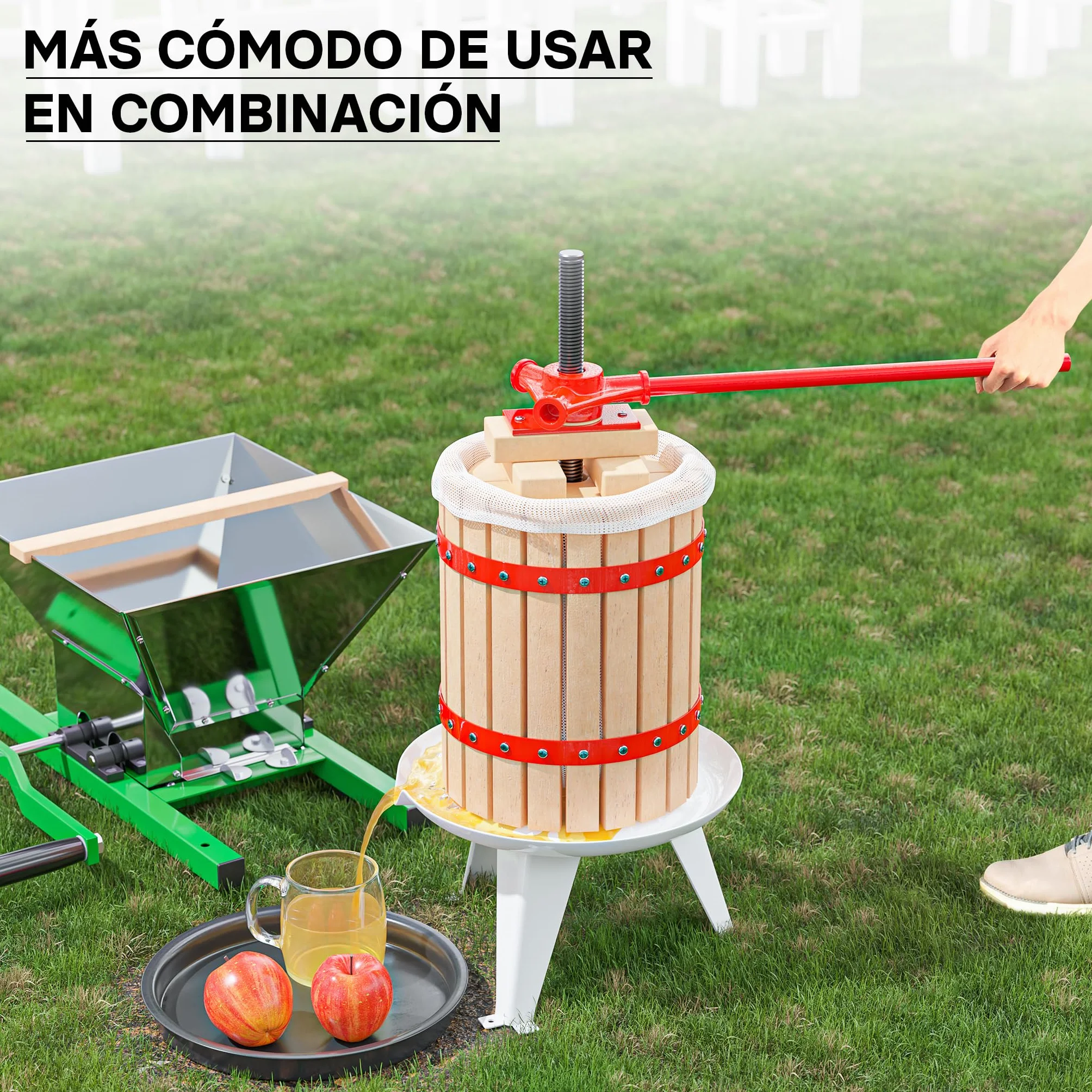 WilTec Prensa de Frutas Bayas y Mosto de 6L + triturador de Frutas y Bayas de 7L Elaboración de Bebidas