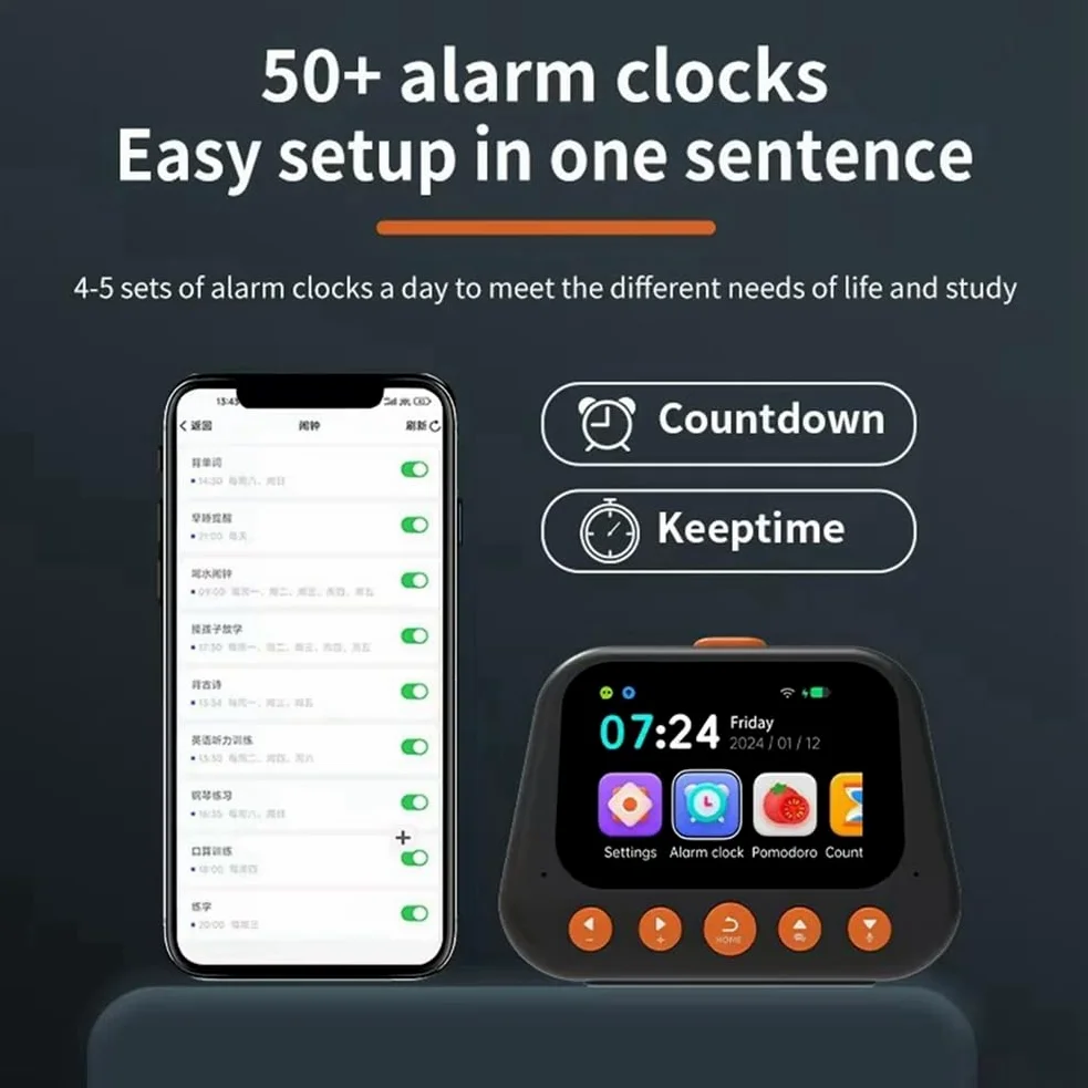 Reloj despertador inteligente con IA para niños, multifuncional, máquina de diálogo de voz, gestión del tiempo, reloj autodisciplinado B