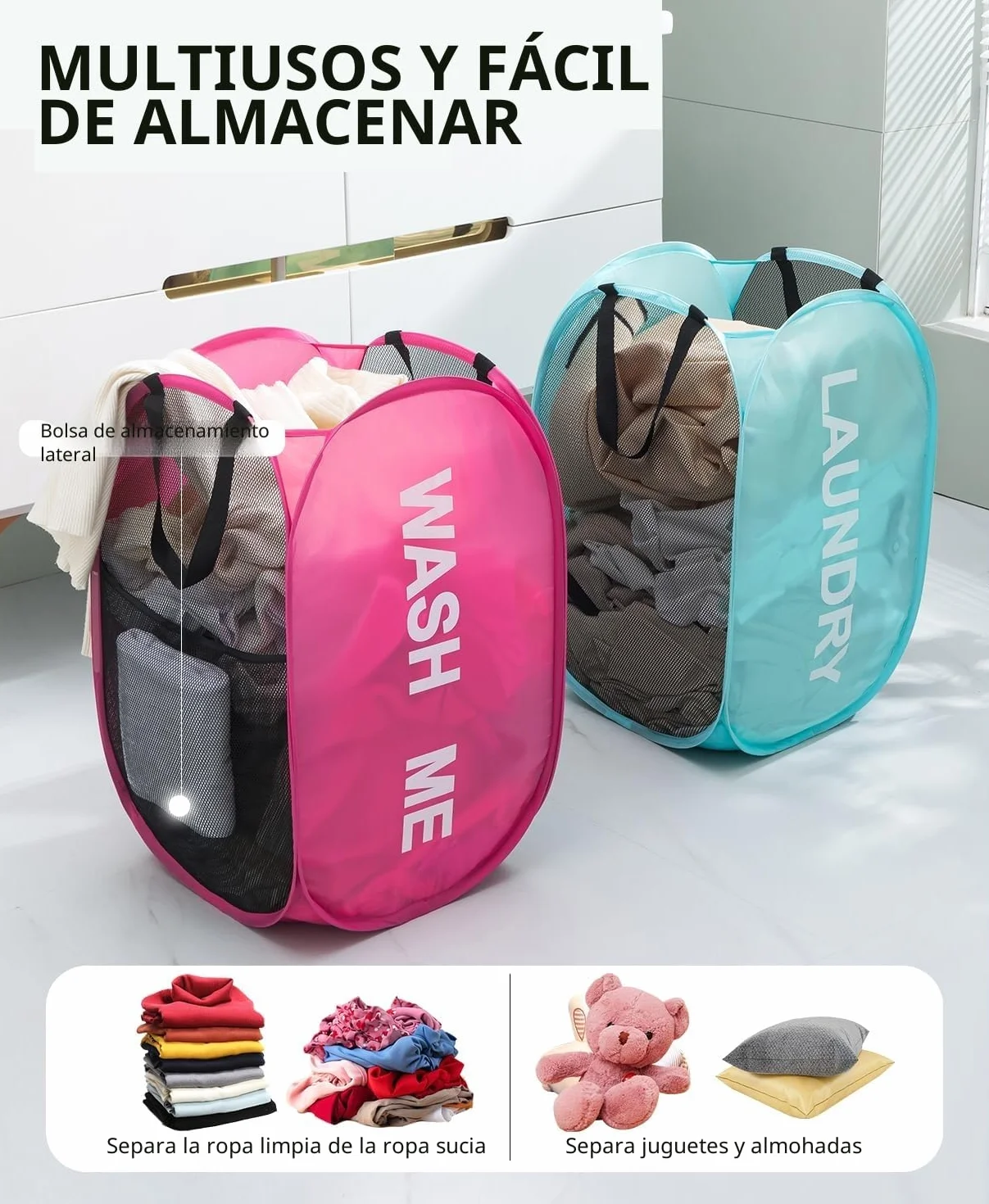 Cesto Ropa Plegable,Cesta Ropa Sucia,Cesta Ropa Limpia para Baño,Dormitorio,Lavandería,Hotel y Viajes,Negro