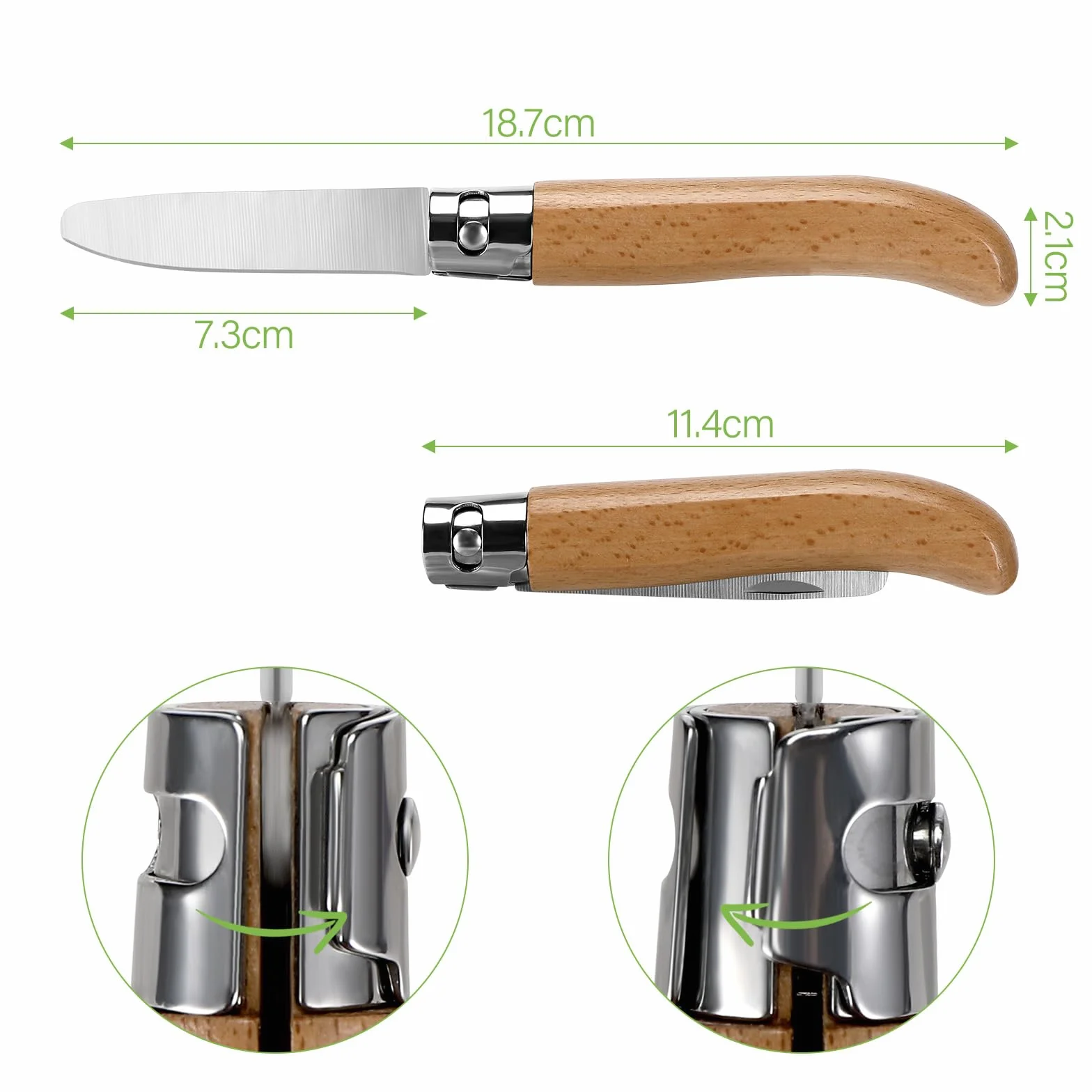 Cuchillo de tallado para niños con mango de madera plegable y guantes