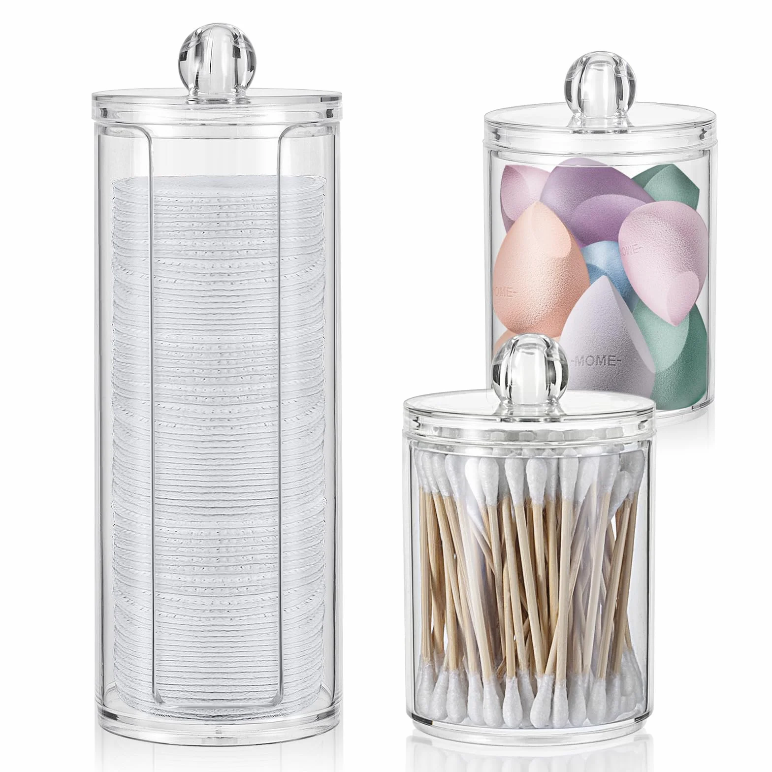 MumdoYAL 3 Stk Organizador Baño，Decoracion Baño，Cajas Organizadoras Baño，Bathroom Organizer con tapa, recipiente para bastoncillos de algodón, para tocador, baño, dormitorio