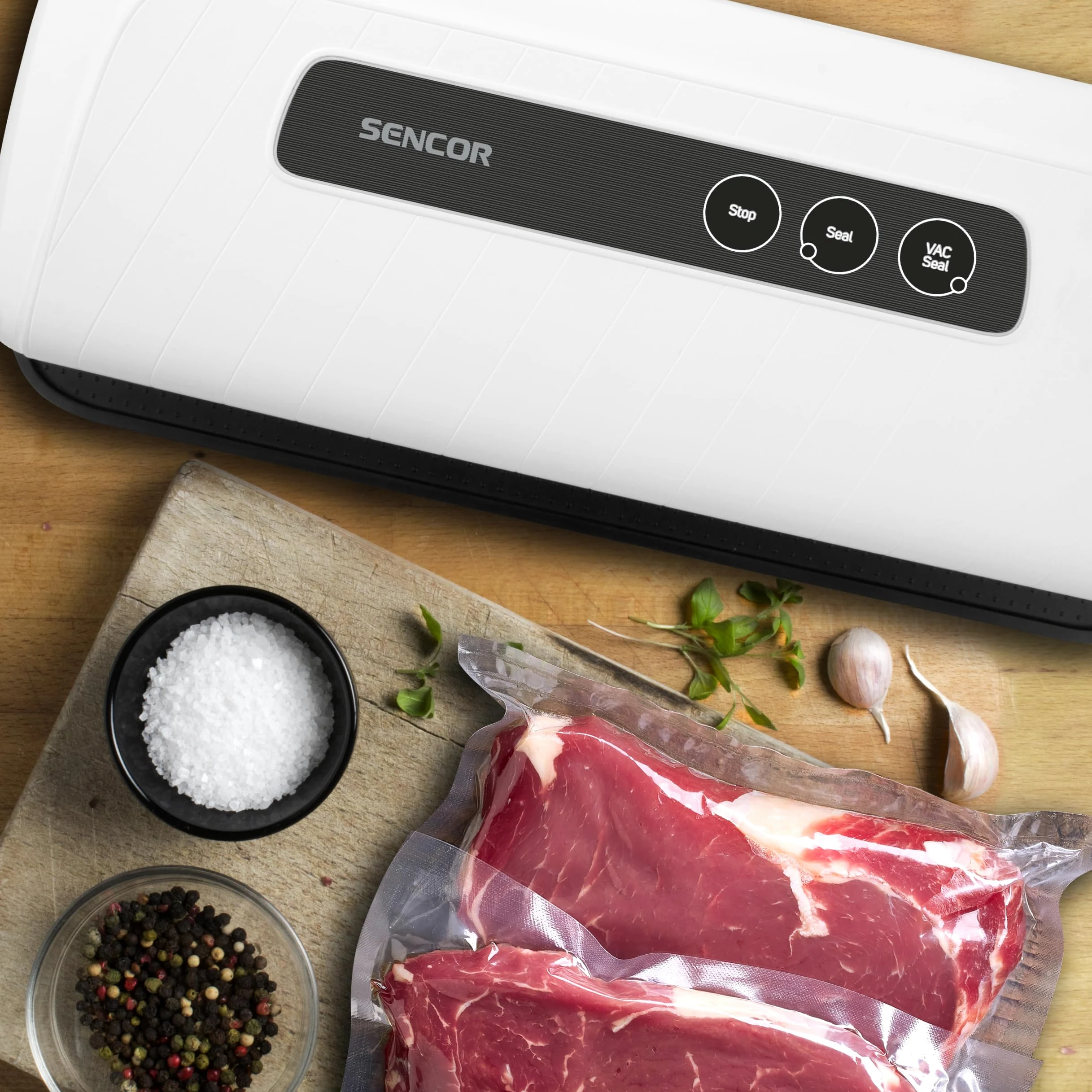 Sencor Envasadora al Vacío Multifuncional Profesional para Alimentos - Conservación Perfecta, Diseño Compacto, Fácil Uso, Ideal para Alimentos Secos/Húmedos - Incluye Accesorios y Películas [SVS 1010]