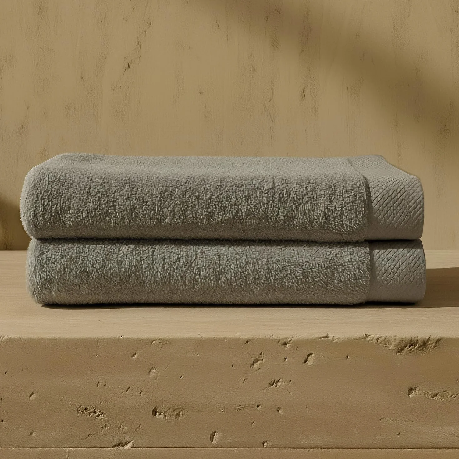 Oasis Juego de 2 Toallas Ducha 70x140 cm Gris | 100% Algodón Toalla de Baño Rizo con Hilo 16/1 Peinado Turco 550 gsm | Toallas de Lujo con Alta Absorción Y Suavidad SPA | Oeko-Tex®
