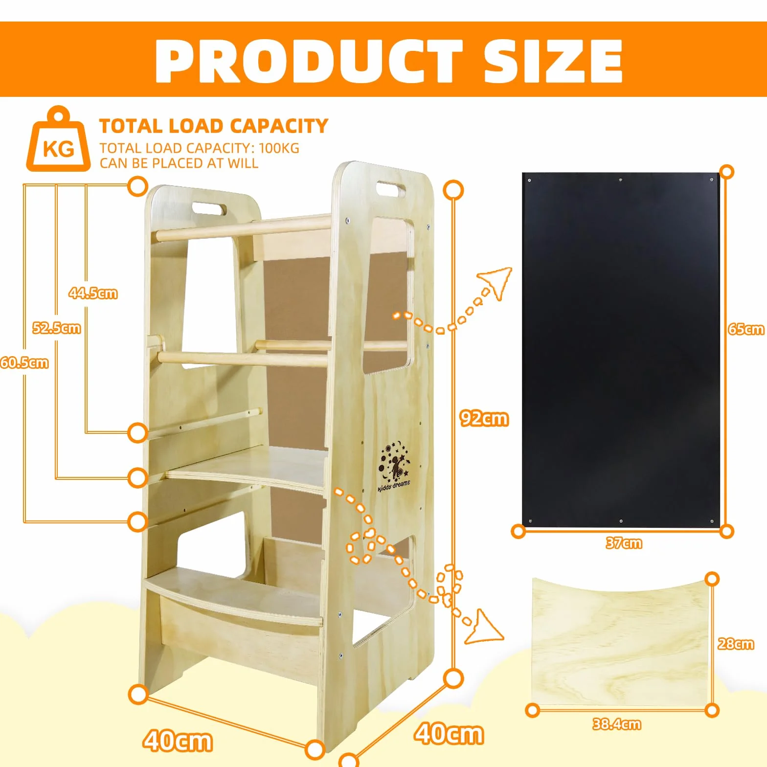CCLIFE Torre de Aprendizaje Montessori, Taburete de Madera Ajustable para Niños, Ayudante de Cocina con Seguridad
