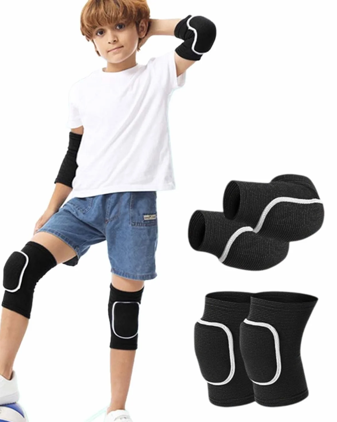 Rodilleras de Voleibol 2 Pares Elástico Algodón Apoyo Vendaje Rodilla Deportivo