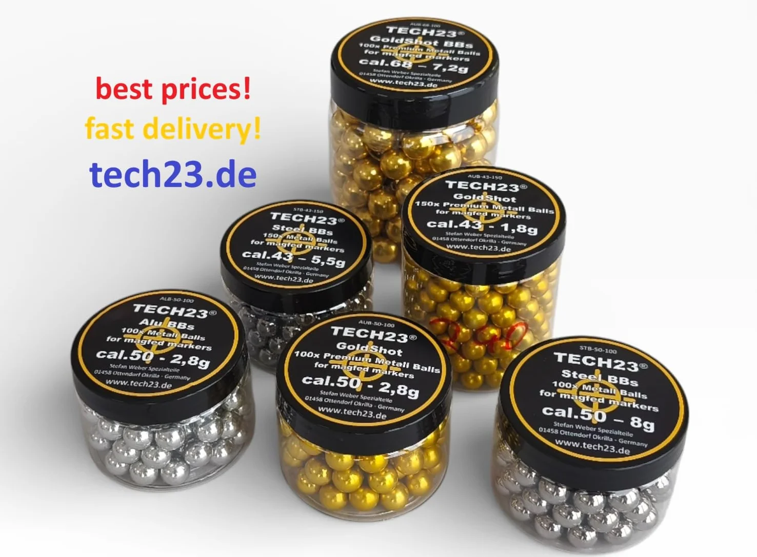 Bolas de aluminio Kal.50 (12,5 mm) 100 unidades 2,8 g para marcadores CO2 HPA