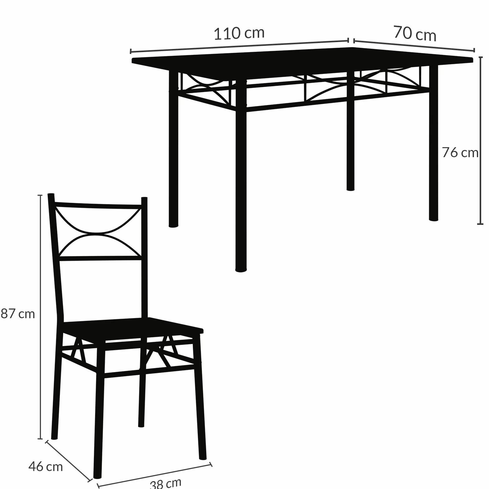 CASARIA® Conjunto Mesa y Sillas de Comedor Set de Muebles de Cocina Juego Completo Blanco 110x70cm Madera MDF 5 Pzs.Tipo Industrial Ahorra Espacio para 4 Personas