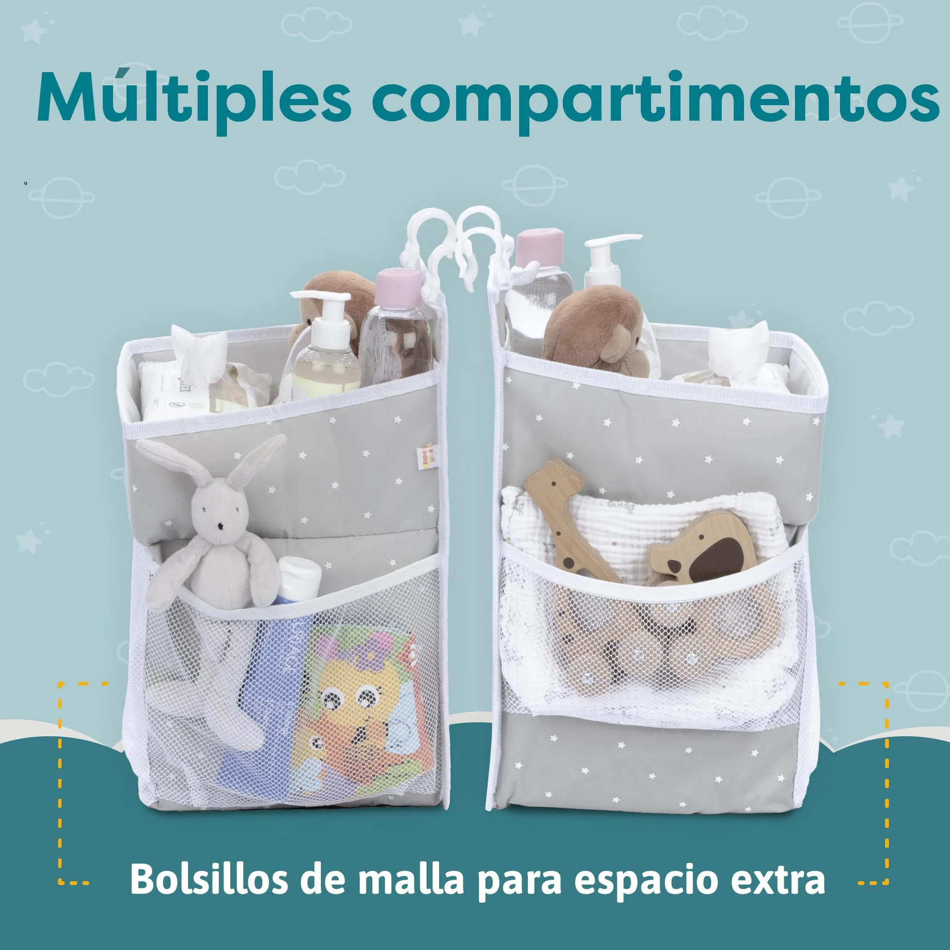Organizador de pañales colgante 43 x 23 x 23 cm Gris