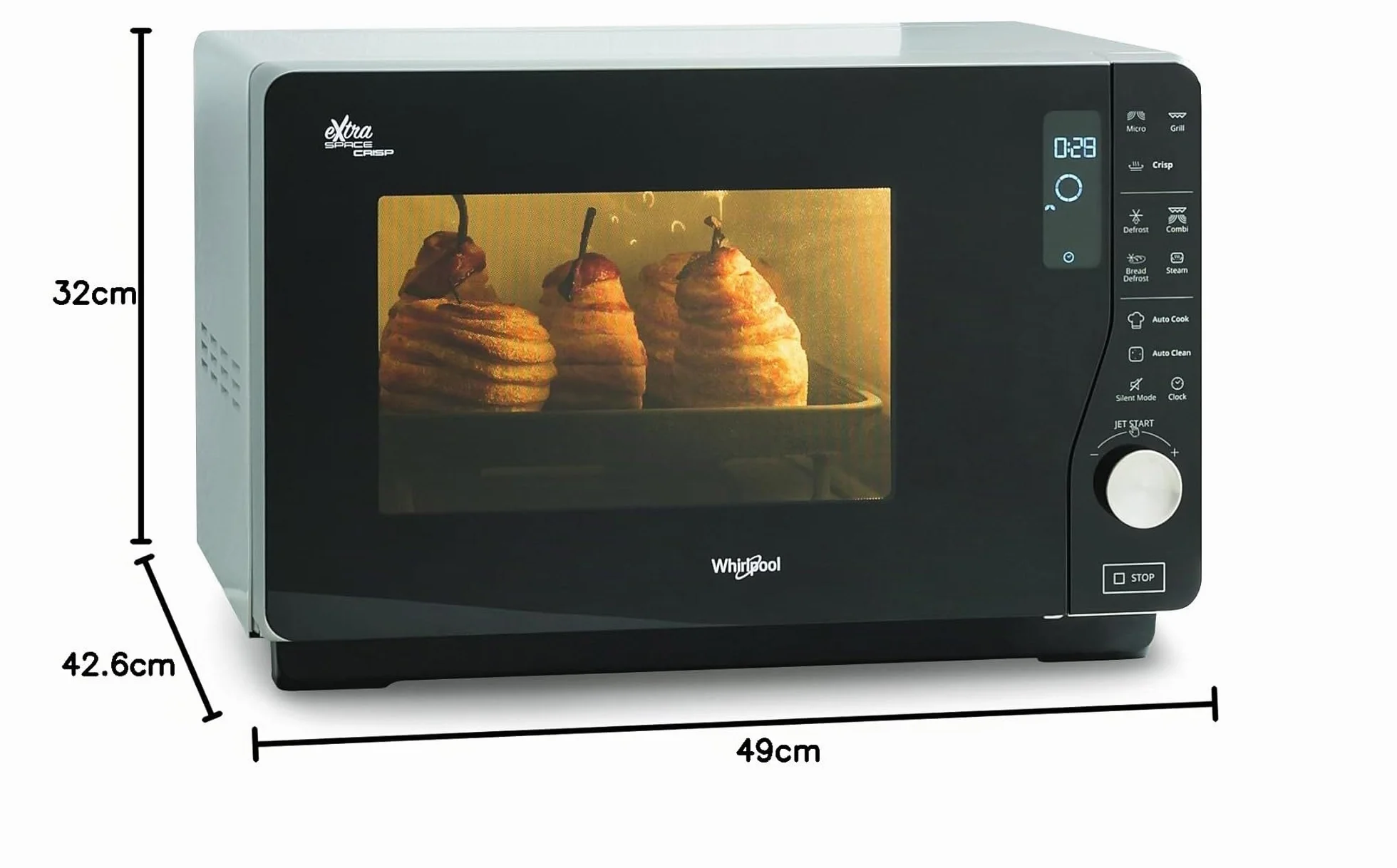 Whirlpool MWF 427 SL Encimera - Microondas (Encimera, Microondas combinado, 25 L, 800 W, Botones, Tocar, Negro, Plata)