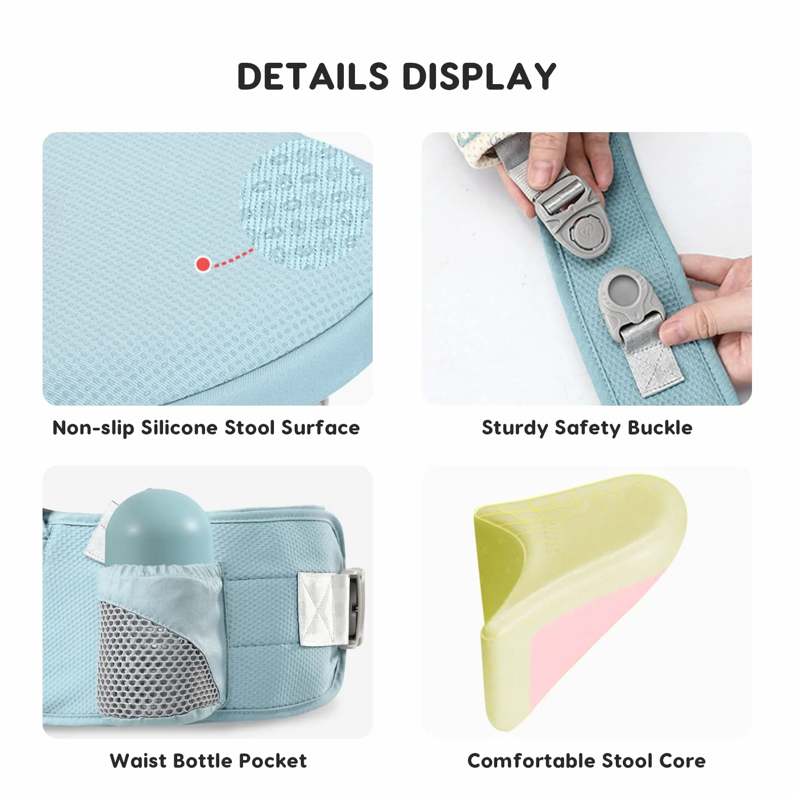 SONARIN Portabebés Asiento de Cadera Ergonómico Multifuncional Mochila Portabebés Transpirable para Recién Nacidos 0-36 Meses Gris