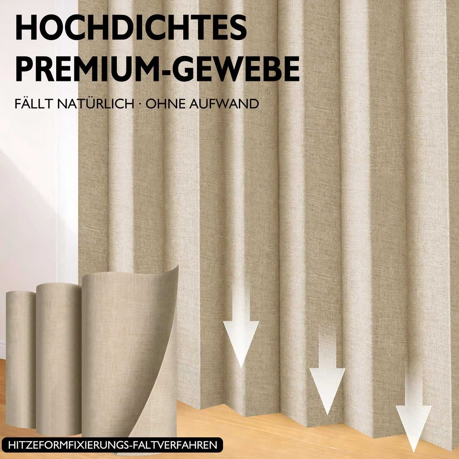 Jilron Juego completo de cortinas opacas para puerta con barra, cierre magnético para una fácil instalación sin taladrar (crema-H198 x B106 cm) 1 paquete