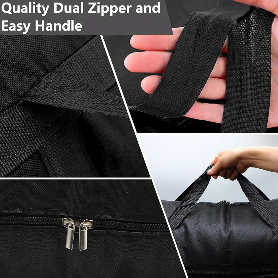 2 Bolsas de Almacenamiento Extragrande de 120 L, Oxford 600D Bolsa de Mudanza Extra Grande con Cremalleras y Asa, Bolsa de Transporte Impermeable para Mudanzas, Edredones, Ropa de Cama, Negro