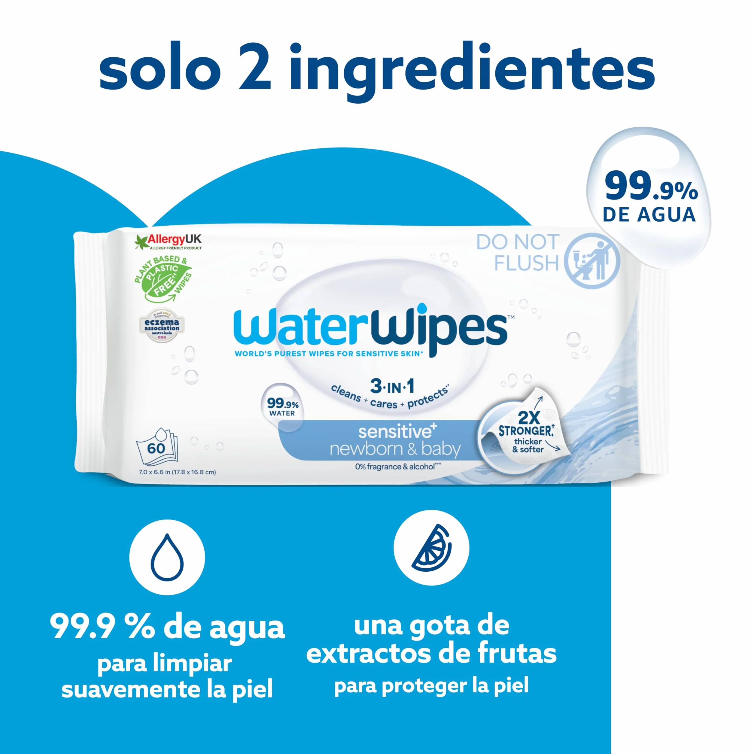 WaterWipes Sensitive+ Newborn & Baby Wipes, 720 Count (12-Pack), 99.9% Water, Fragrance Free