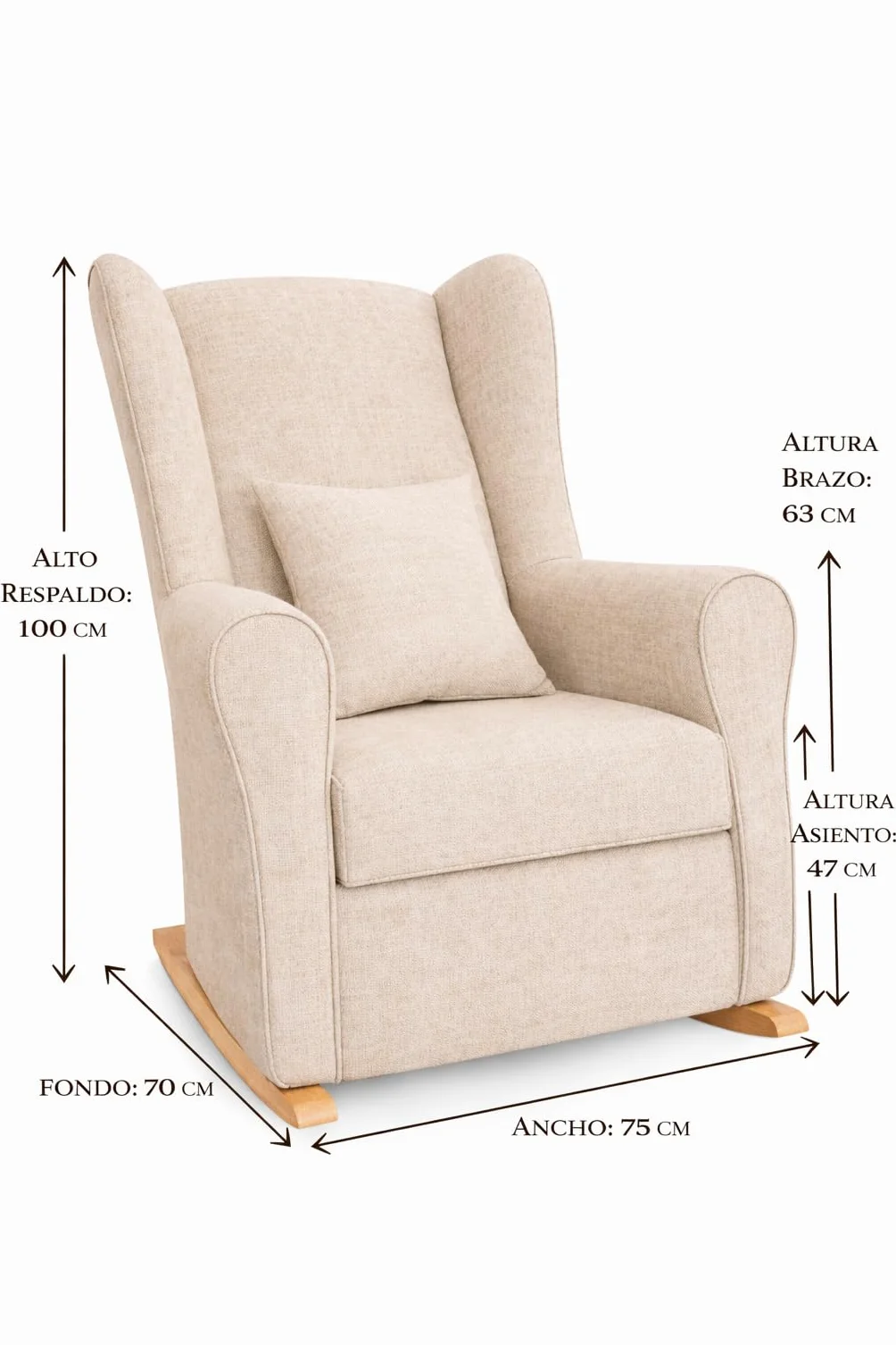 Sillón de Lactancia Balancín Moderno Cojín Decorativo Beige Mecedora Amamantar Cómoda Fácil Limpieza