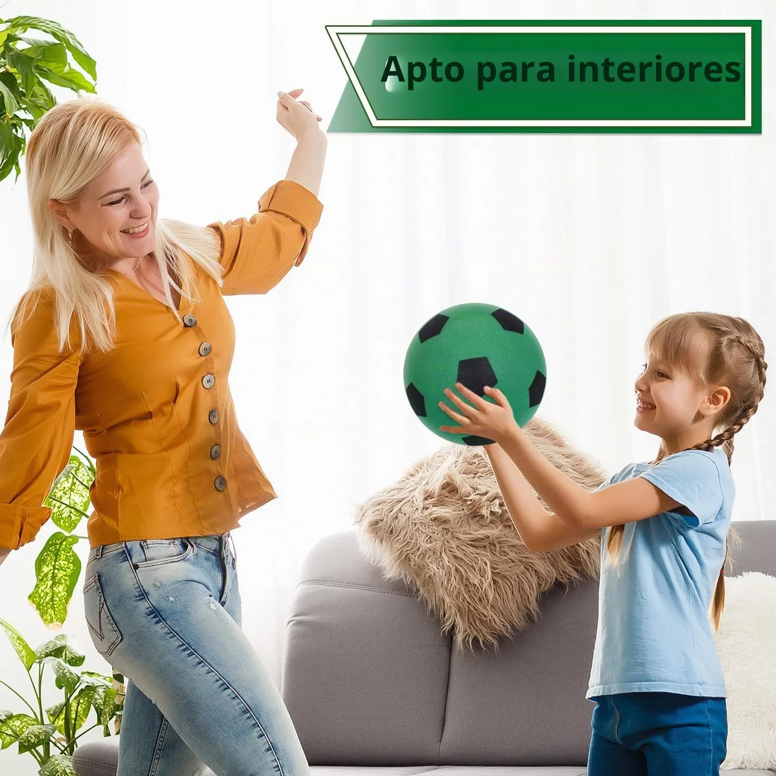Pelota Goma Espuma 21cm Bola Tela Suave Juegos Entrenamiento Interior