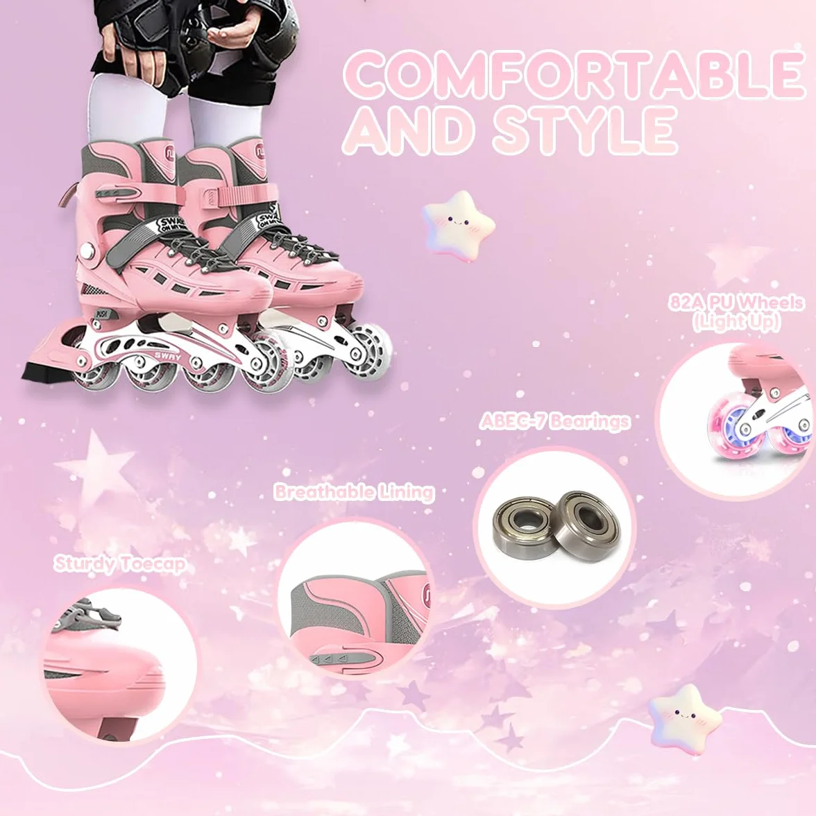 Patines en Linea Ajustables para niños y Adultos,Rodamiento de ABEC-7,Flash Ruedas,Patines en Linea Mujer,Patines en Linea Hombre