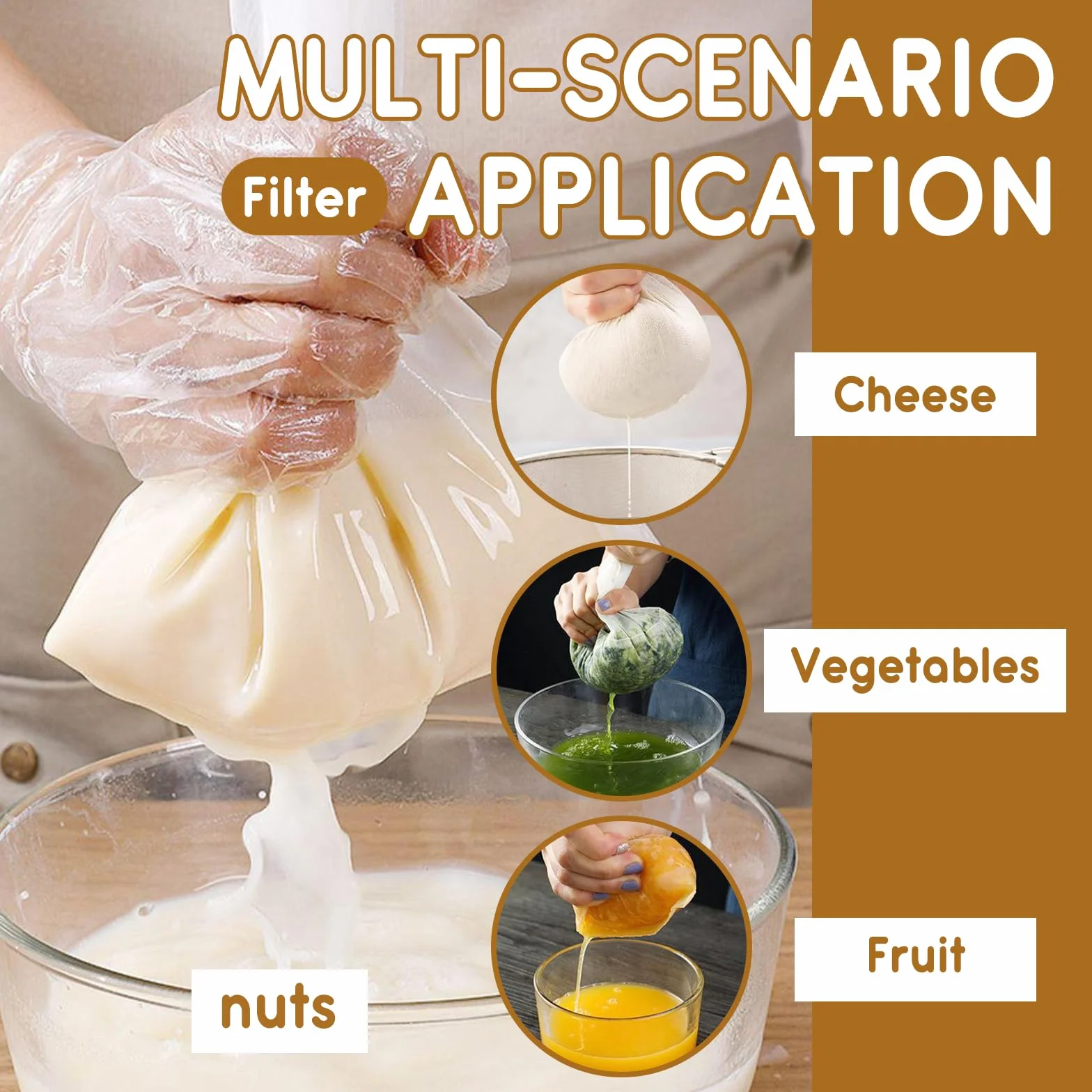 3 Piezas Tela Filtrante Reutilizable, 50 x 50 cm Paño para Queso, Cheese Cloth, Colador Tela para Queso Filtros de Muselina Alimentos para Colar Jugo, Queso, Té, Especias