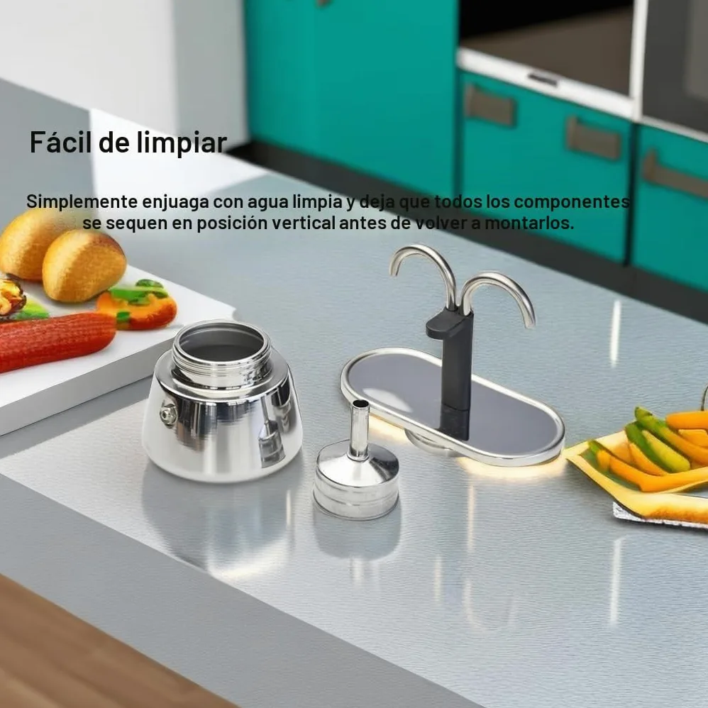 Topyond Moka Pot, 2 Tazas 100ml Acero Inoxidable de Doble Cabeza, Cafetera Espresso para Estufa Cafetera Italiana Clásica para Hacer Café, Conducto DIY