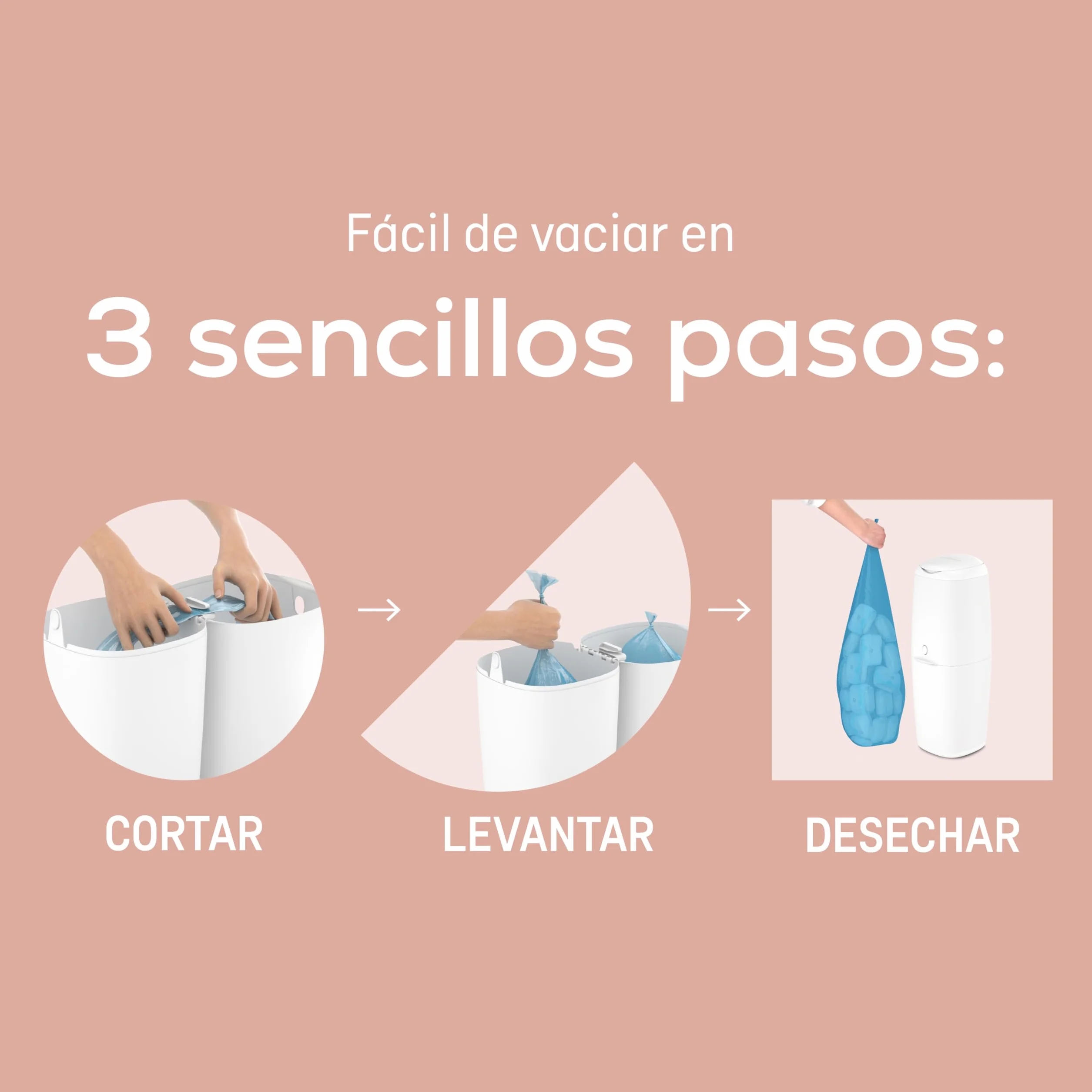 Angelcare Cubo para pañales Classic XL repuesto octogonal alta capacidad resistente olores 210 pañales talla 1