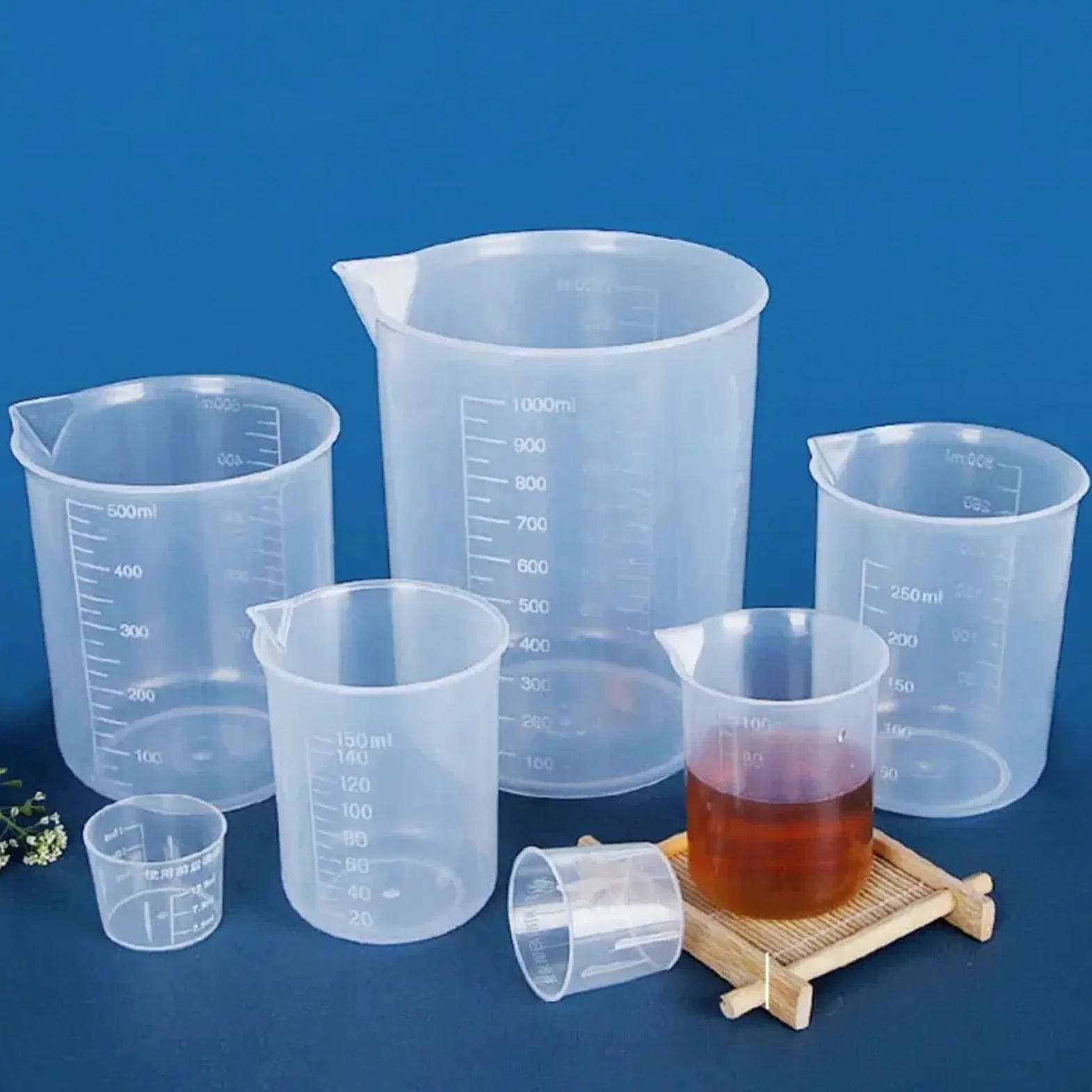 10pcs Reusable with Scale Thickened Transparent Stackable Mixing Cups Measuring Cup Graduated Cylinder Beaker Para Cocina Laboratorio(1000ml)