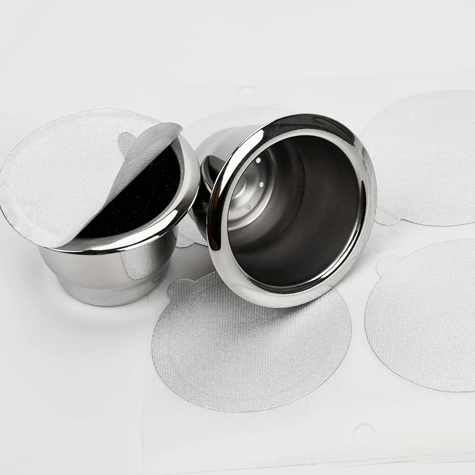 Tapas de aluminio para cápsulas de café reutilizables y rellenables, filtro de acero inoxidable, compatible con máquinas de línea original Nespresso (100 tapas (37 mm)