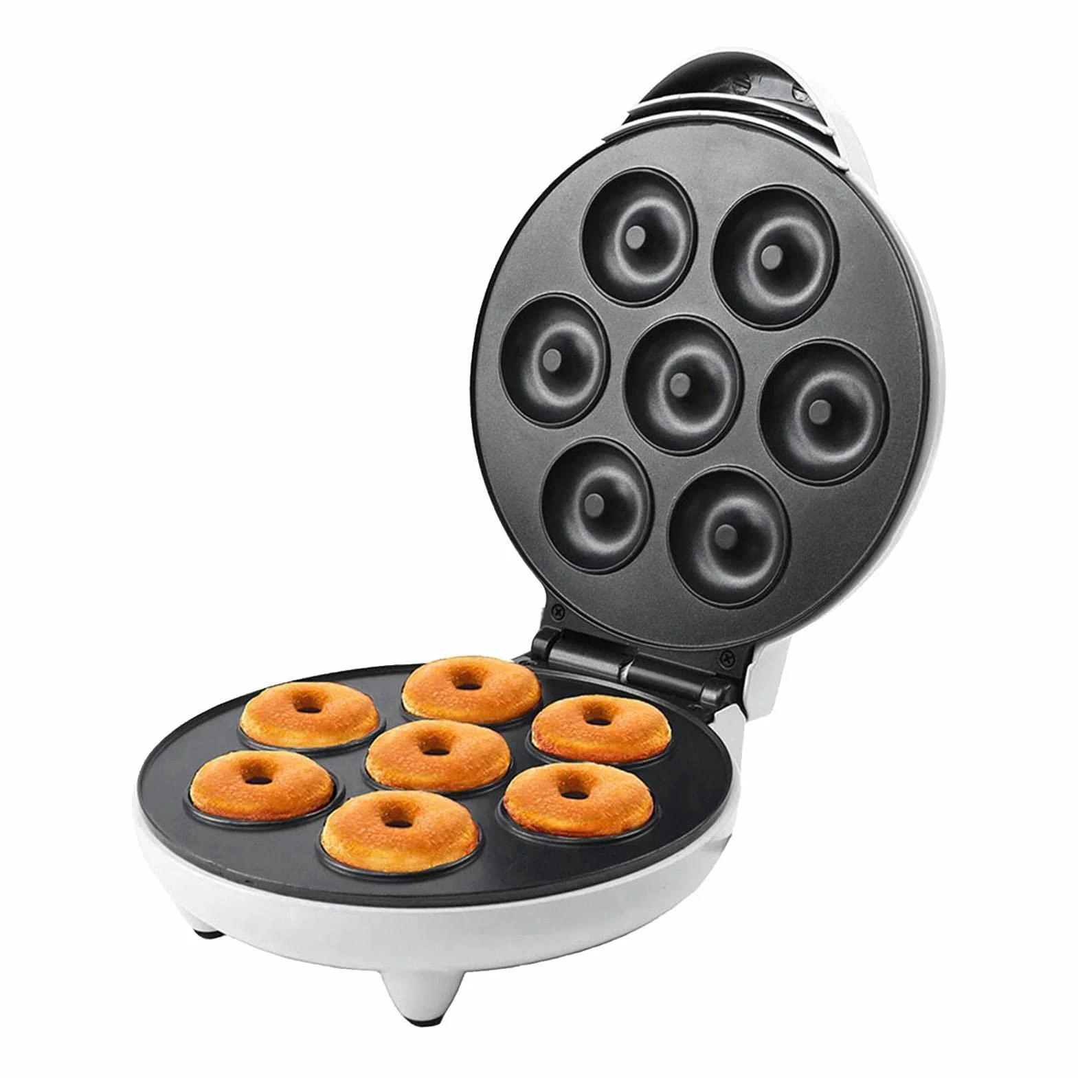 donas | Máquina para Hacer donas Desayuno 1200 W | Máquina para Hacer Donuts eléctrica Antiadherente 7 Agujeros para panadería casera, Tienda postres