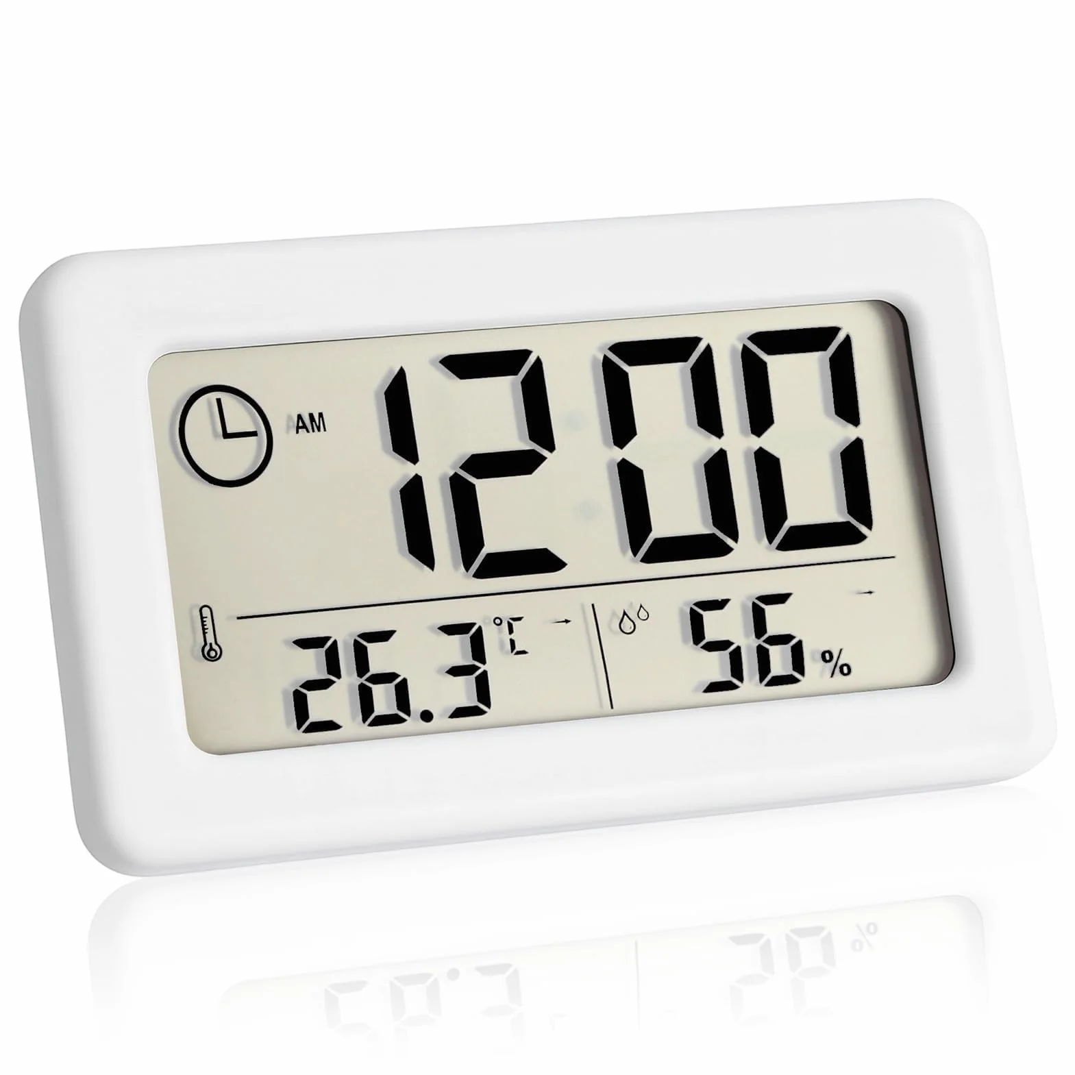 Termómetro Higrómetro Electrónico con Despertador Digital Inalámbrico Casa Reloj Pared para Mesita de Noche con Medidor Temperatura y Humedad 12/24 Horas Apto Habitacion y Sala Estar