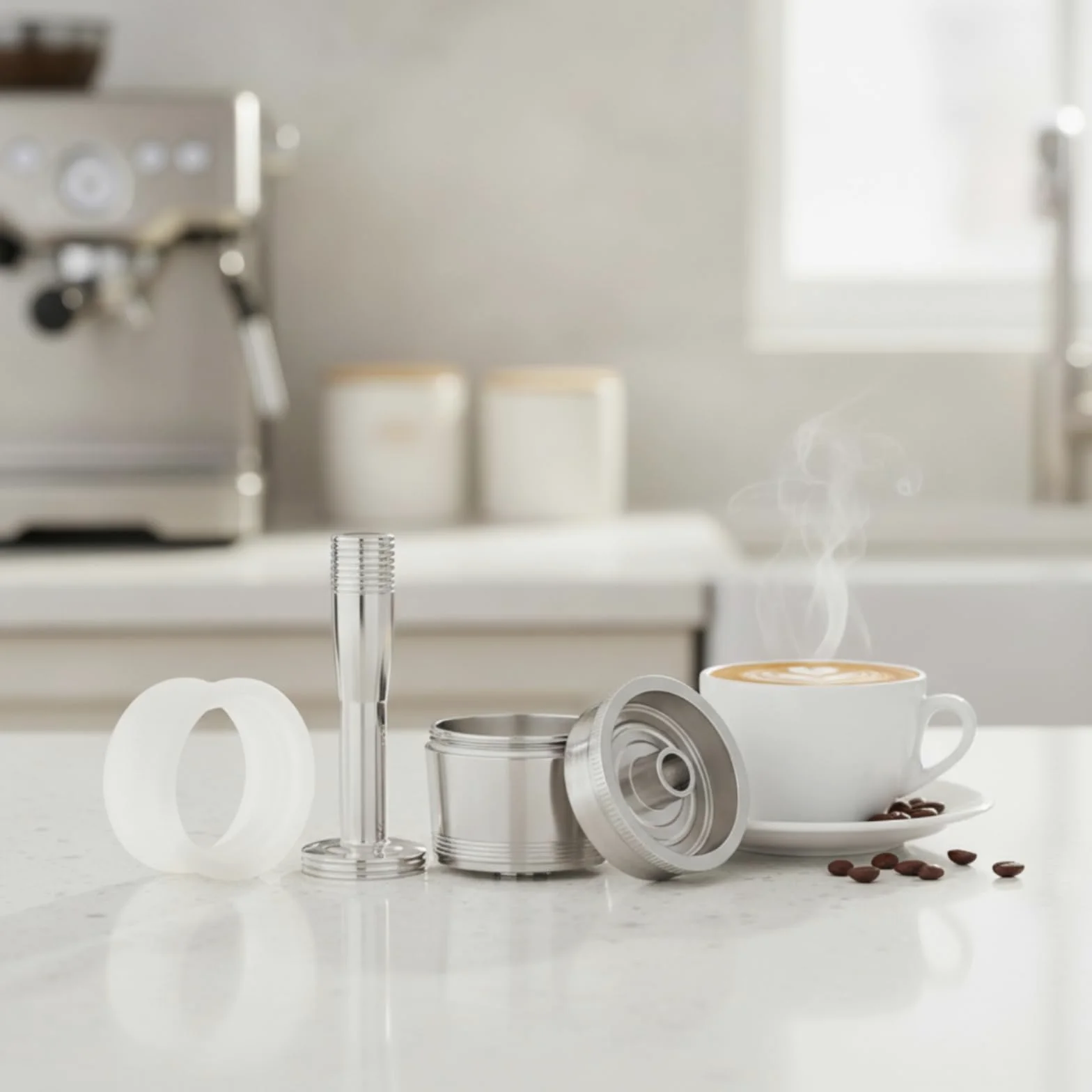 Colador de Café Reutilizable Cápsula Reutilizable Filtro de Espresso Colador Metálico Recargable Acero Inoxidable Base Perforada para Flujo Preciso y, style to 2