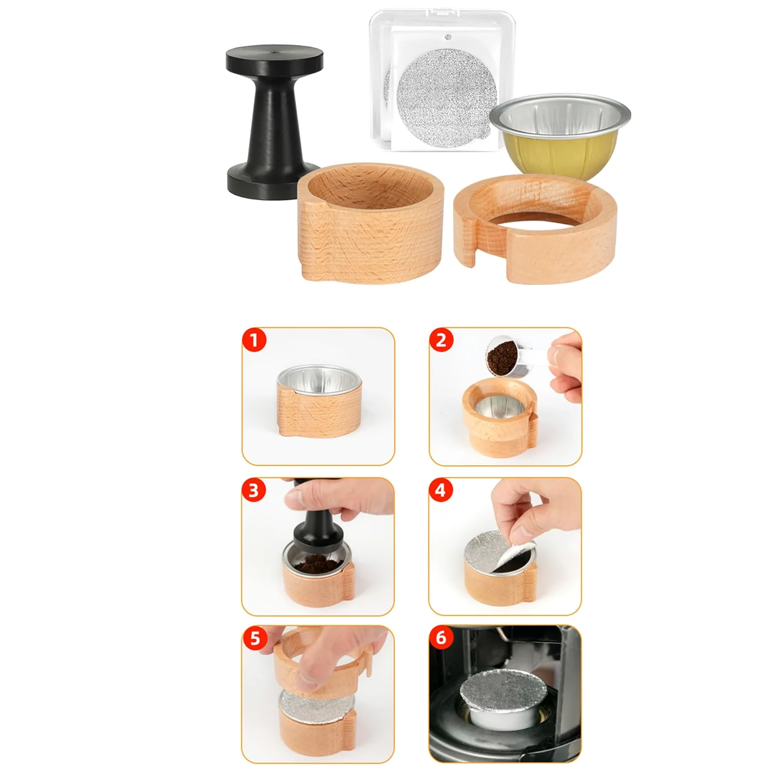 Juego de relleno de cápsulas de café, fácil de usar, accesorio de recarga de herramientas de recarga