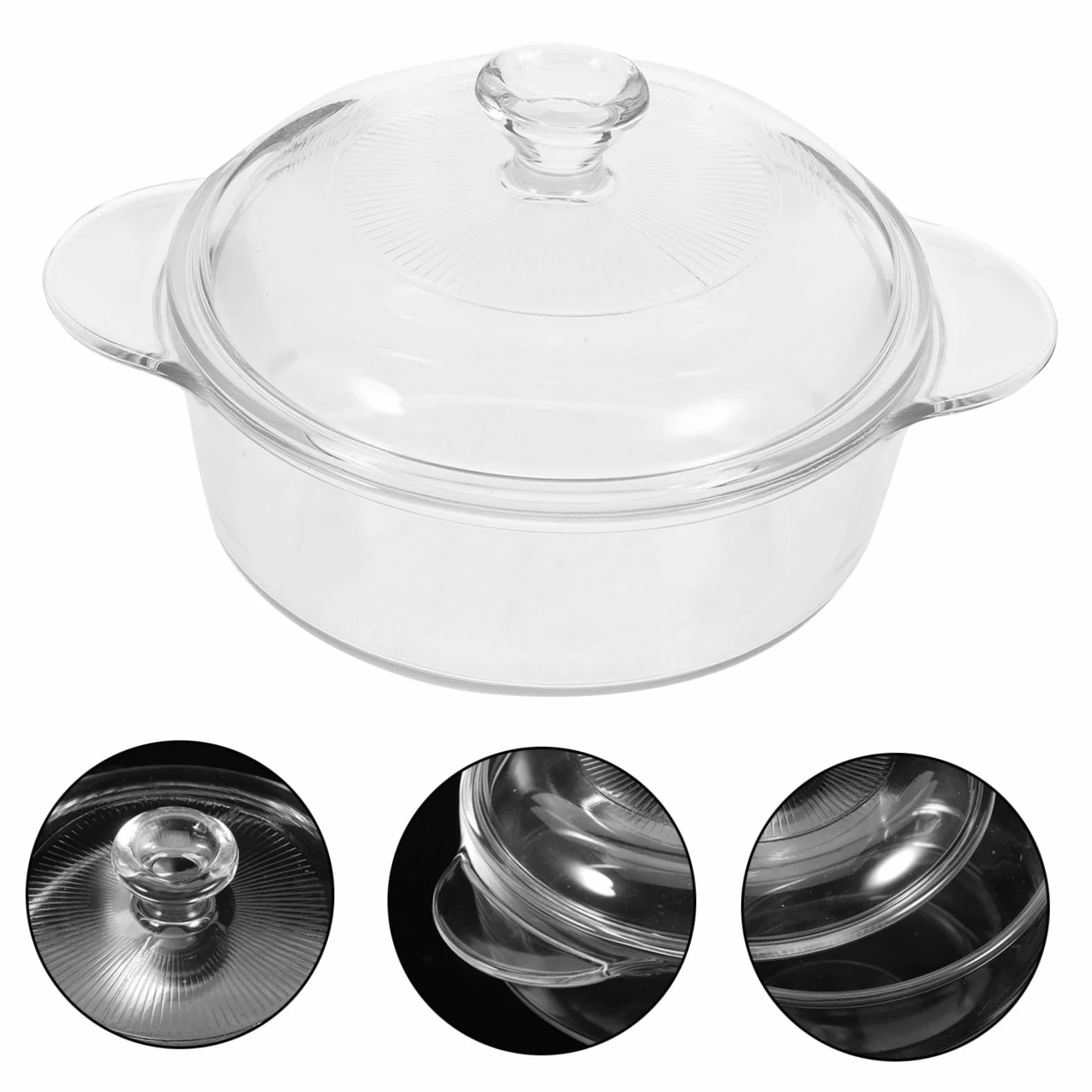 POPETPOP Bol de Vidrio Resistente al Calor con Tapa Tazón Transparente para Ensaladas Postres y Snacks Apto para Cocina Hogar y Oficina