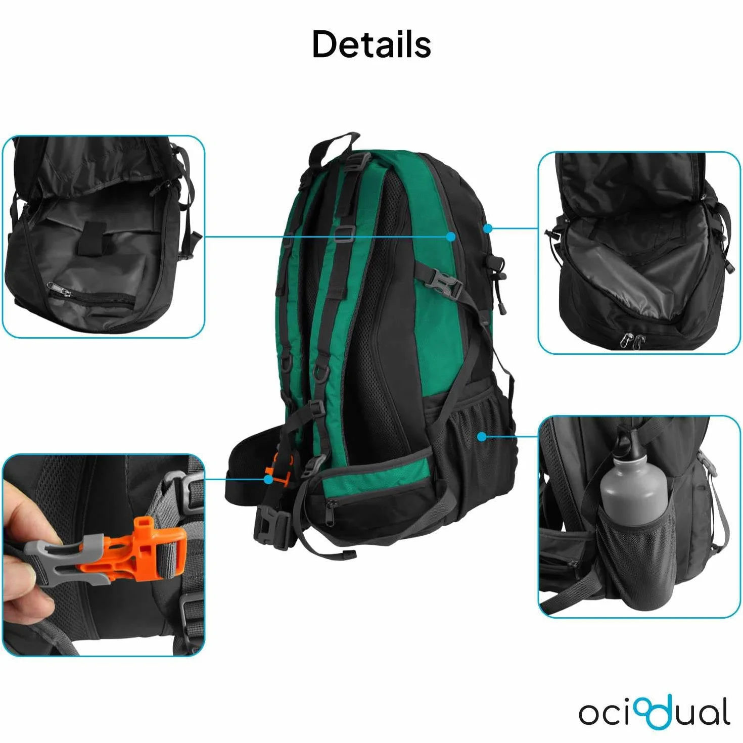 Mochila Senderismo 50L Impermeable Plegable Ligera para Camping Escalada