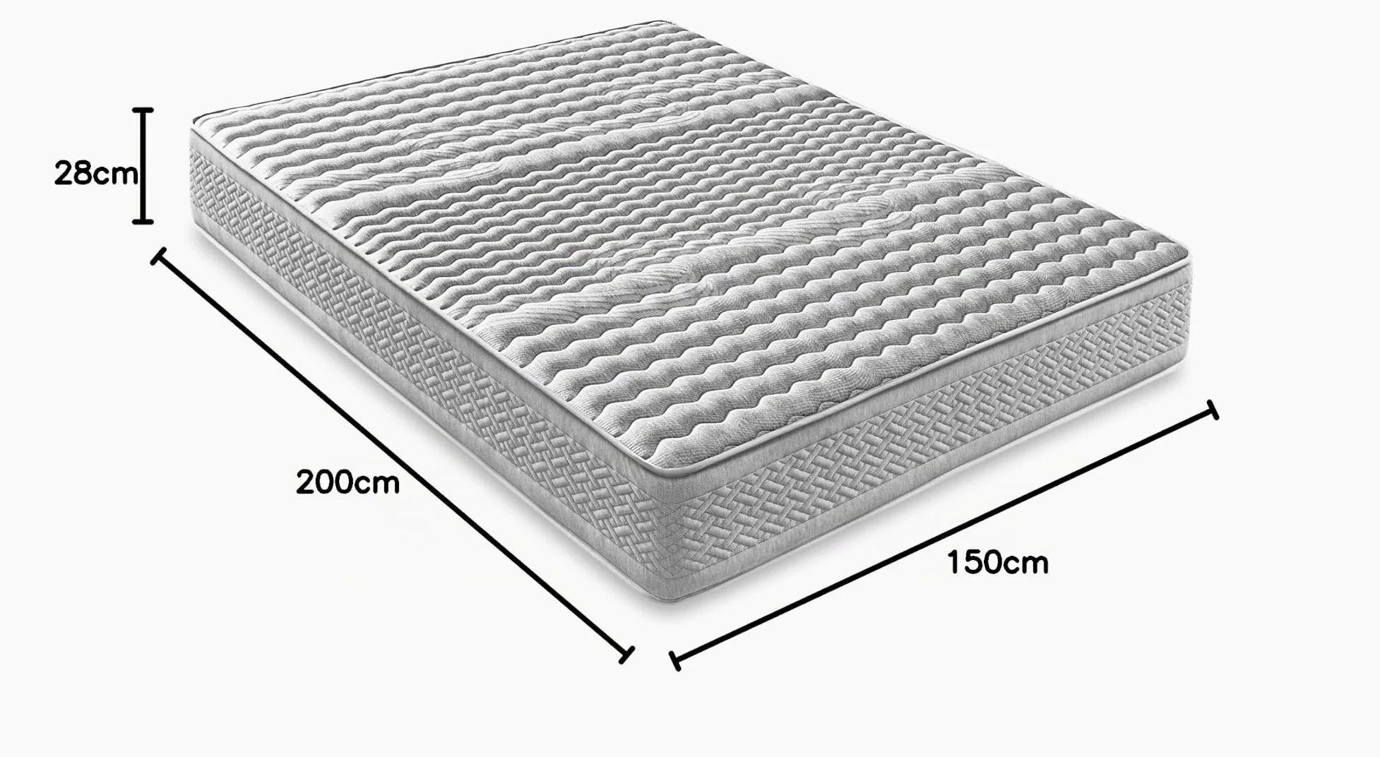 LUXIABED Colchon 150x200 Viscoelastica Dual: Caras Diferenciadas. Confort + Firmeza Media MemorySens. Higiénico y Transpirable. Individual Color Gris. Modelo Optimal Altura 28 cm
