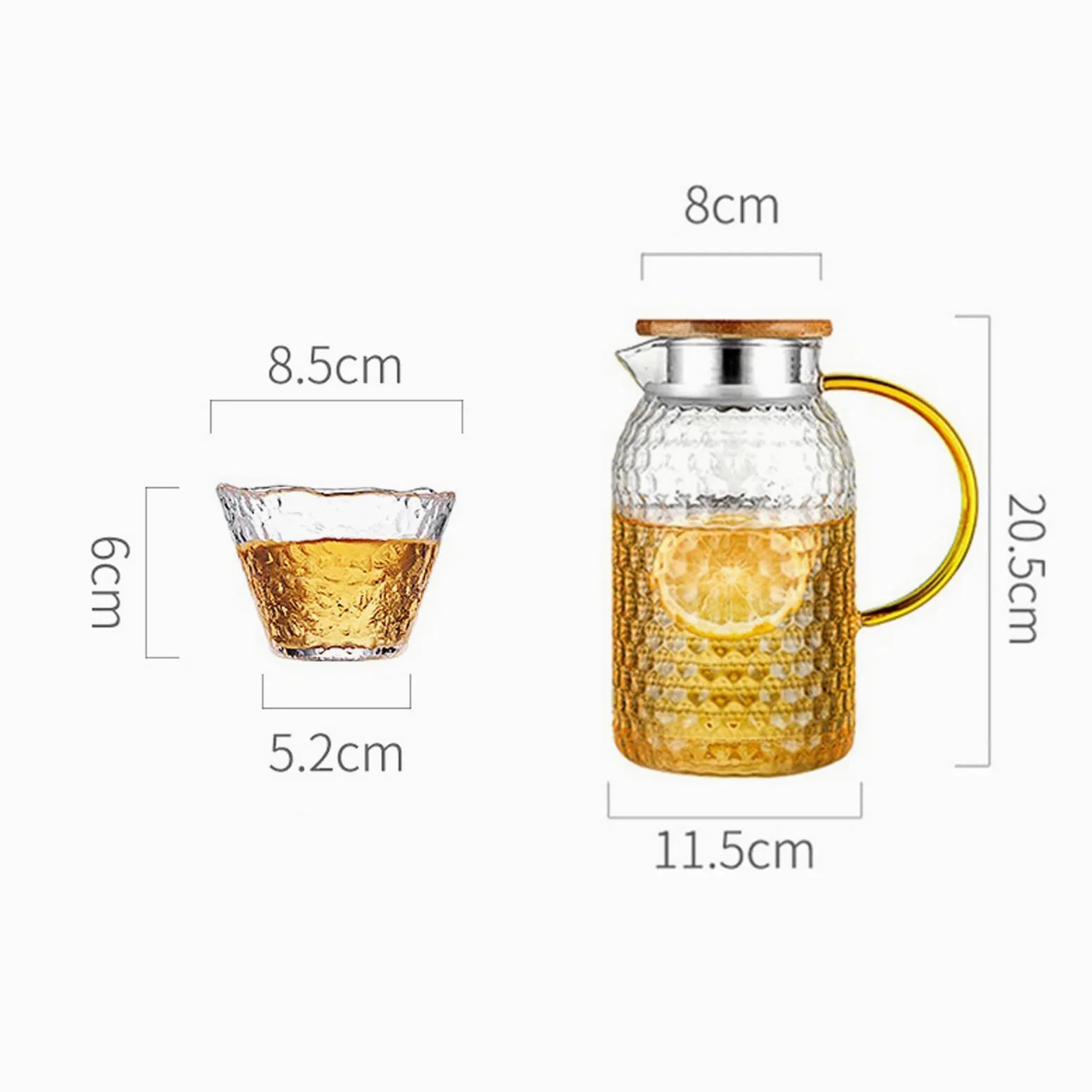 Jarra de Agua Jarra de agua con taza de vidrio Pote de agua 1500ml Agua resistente al calor Jarra de agua y juego de vidrio Hervidor cuadrado Hervir for té a casa Teteras de té Helado ( Color : B )