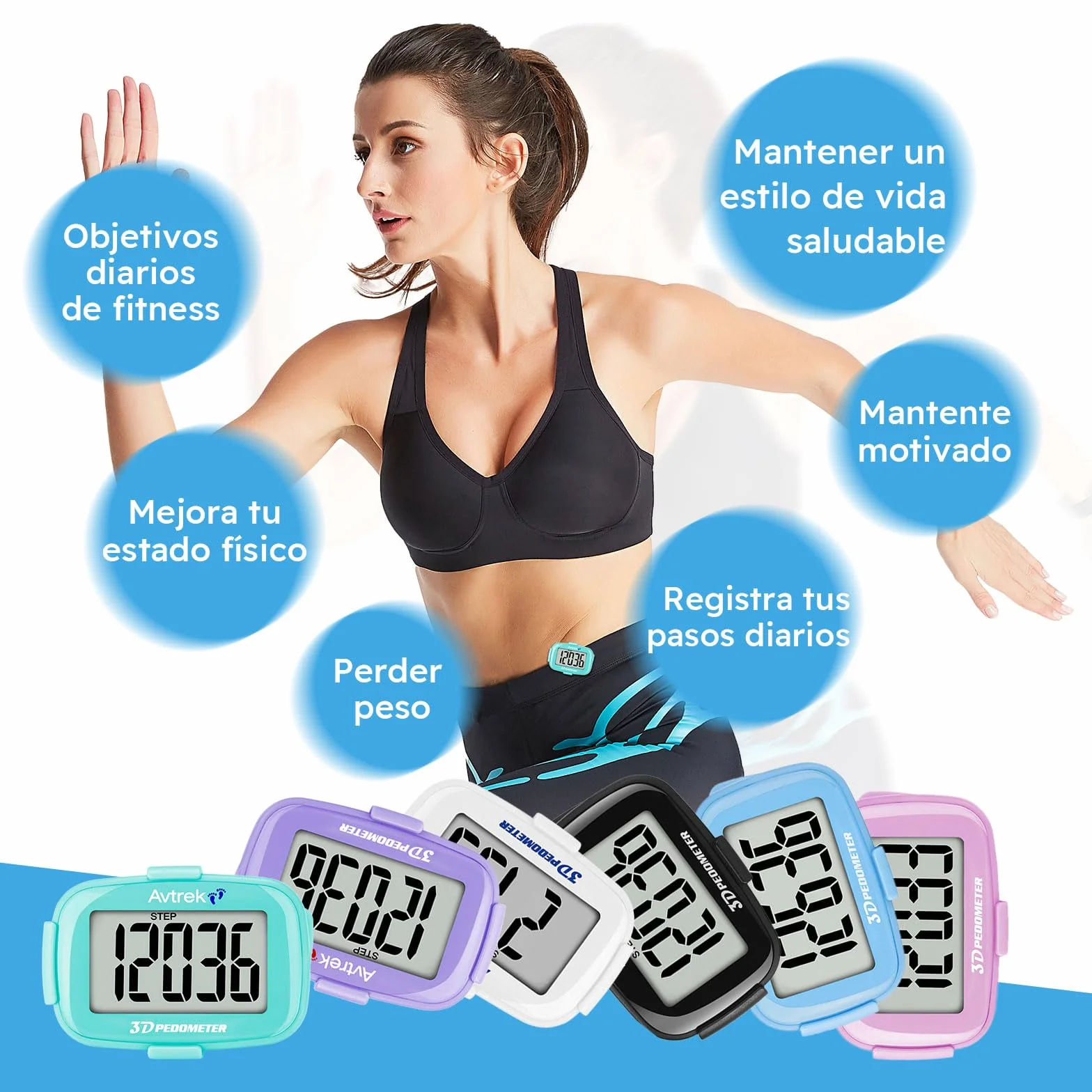AVTREK Podómetro 3D Mini podómetro sin App sin Bluetooth para Caminar o Correr Actividades de Senderismo al Aire Libre