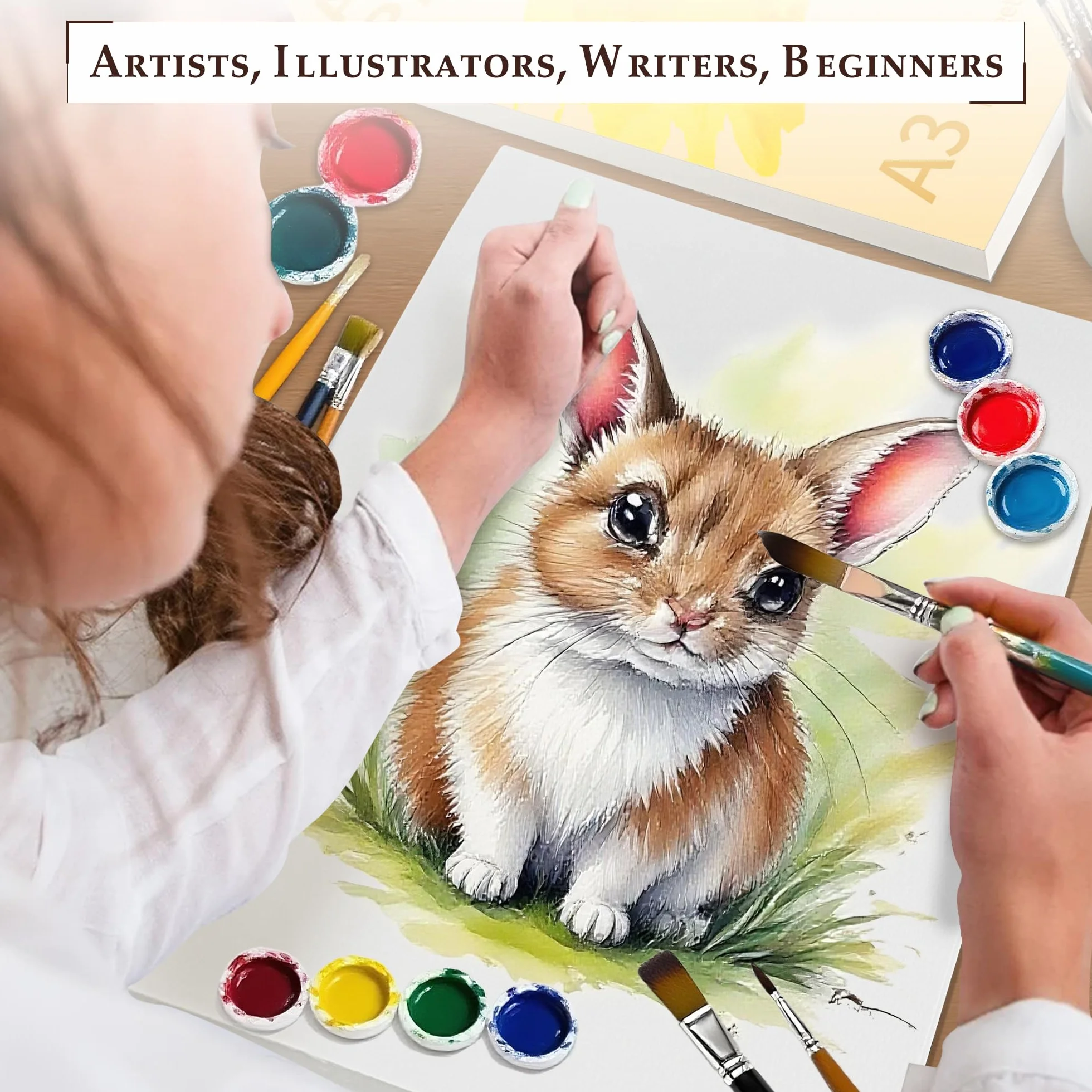 DagouColor Papel Acrílico Para Pintura, 15 Hojas Acrylic Bloc, Bloc 360 g/m² Sin ácido, Ideal para Artistas Principiantes, Adultos, Niños y Niñas - A3, 1 Pack