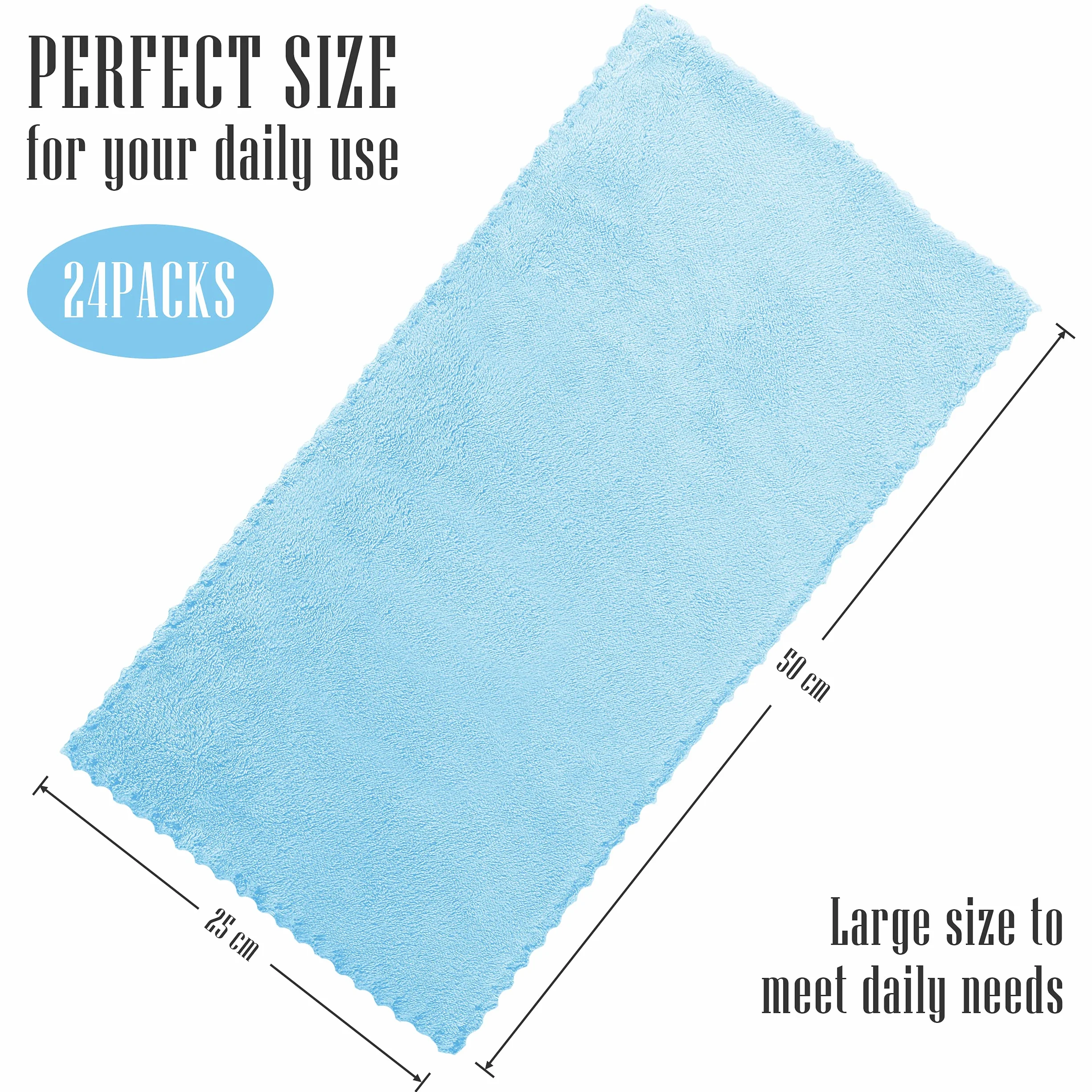 Sunny zzzZZ Paquete de 24 Toallas de Cocina (Aguamarina, 10 x 20 Pulgadas) – No desprende Pelusa – Toallas de Cocina Reutilizables sin Olor, paños de Cocina de Primera Calidad, Toallas de Limpieza de